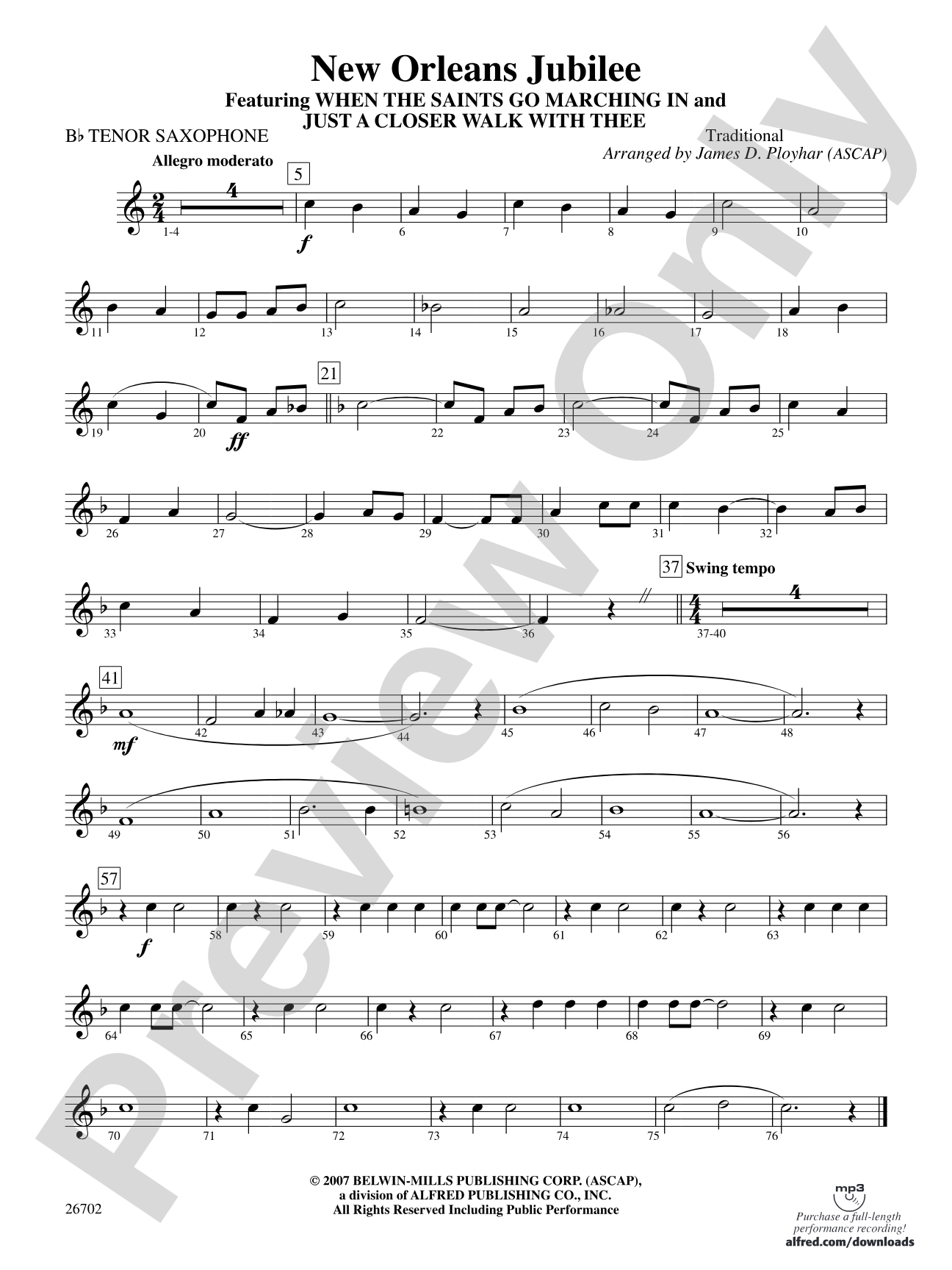 New Orleans Jubilee: B-flat Tenor Saxophone