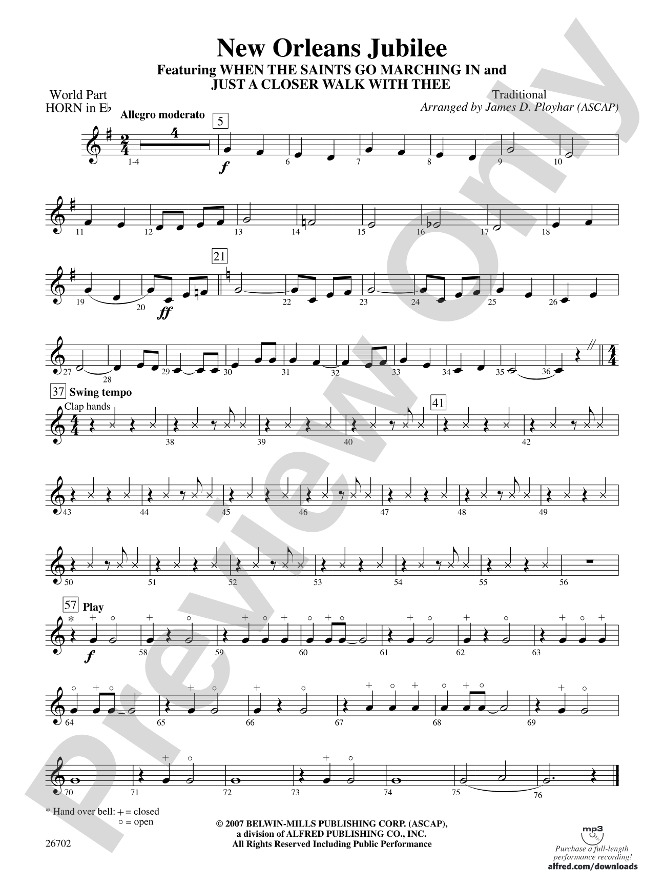 New Orleans Jubilee: (wp) 1st Horn in E-flat