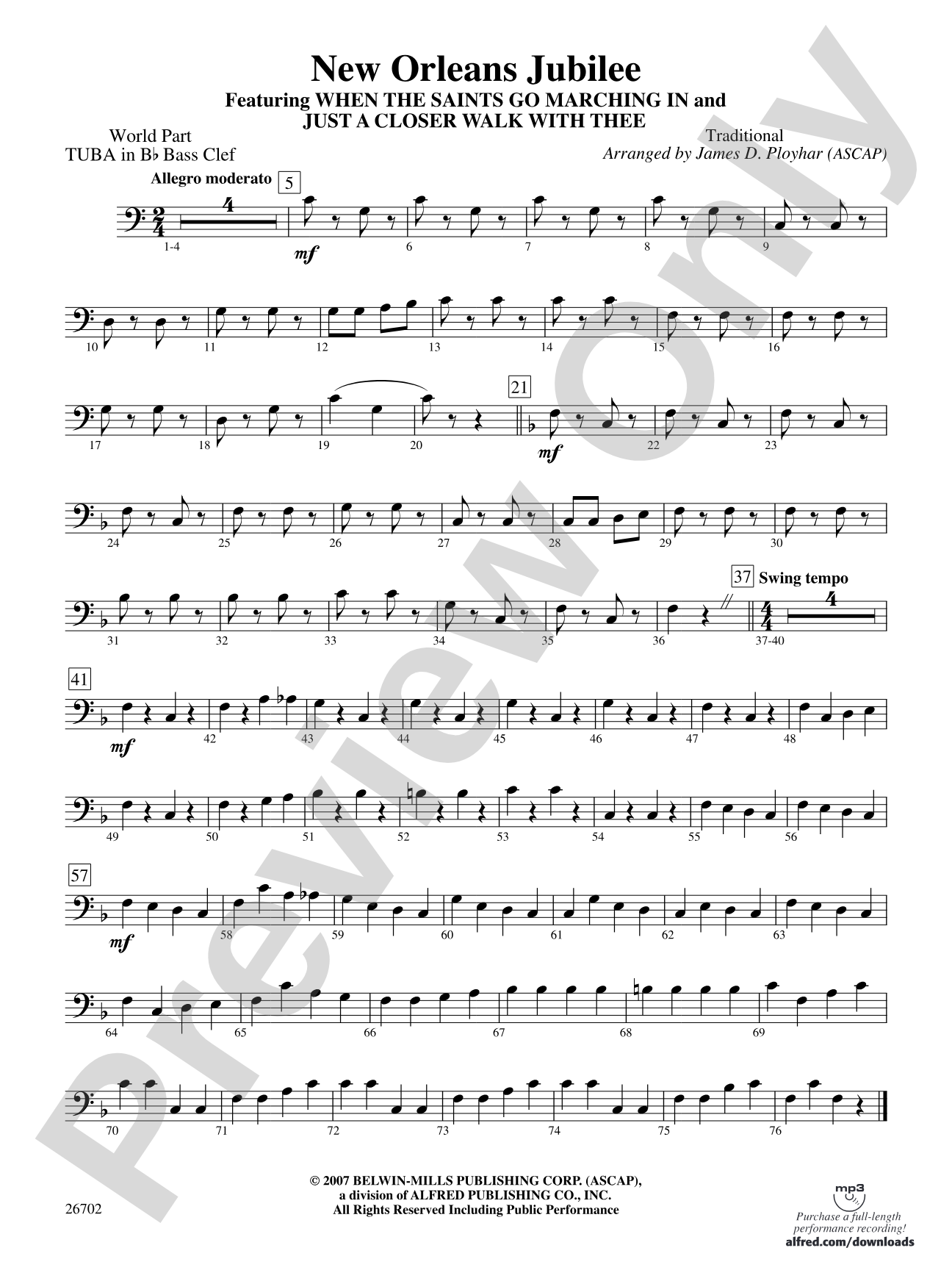 New Orleans Jubilee: (wp) B-flat Tuba B.C.