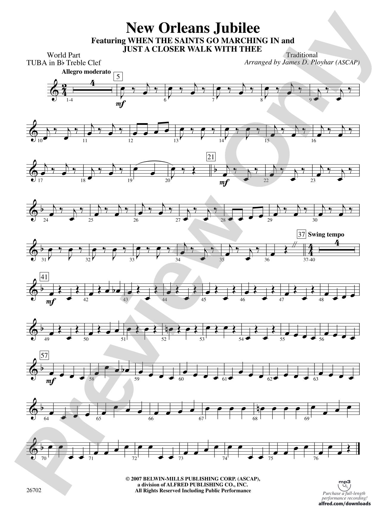 New Orleans Jubilee: (wp) B-flat Tuba T.C.