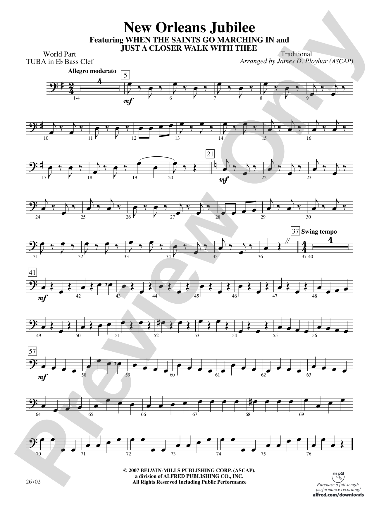 New Orleans Jubilee: (wp) E-flat Tuba B.C.