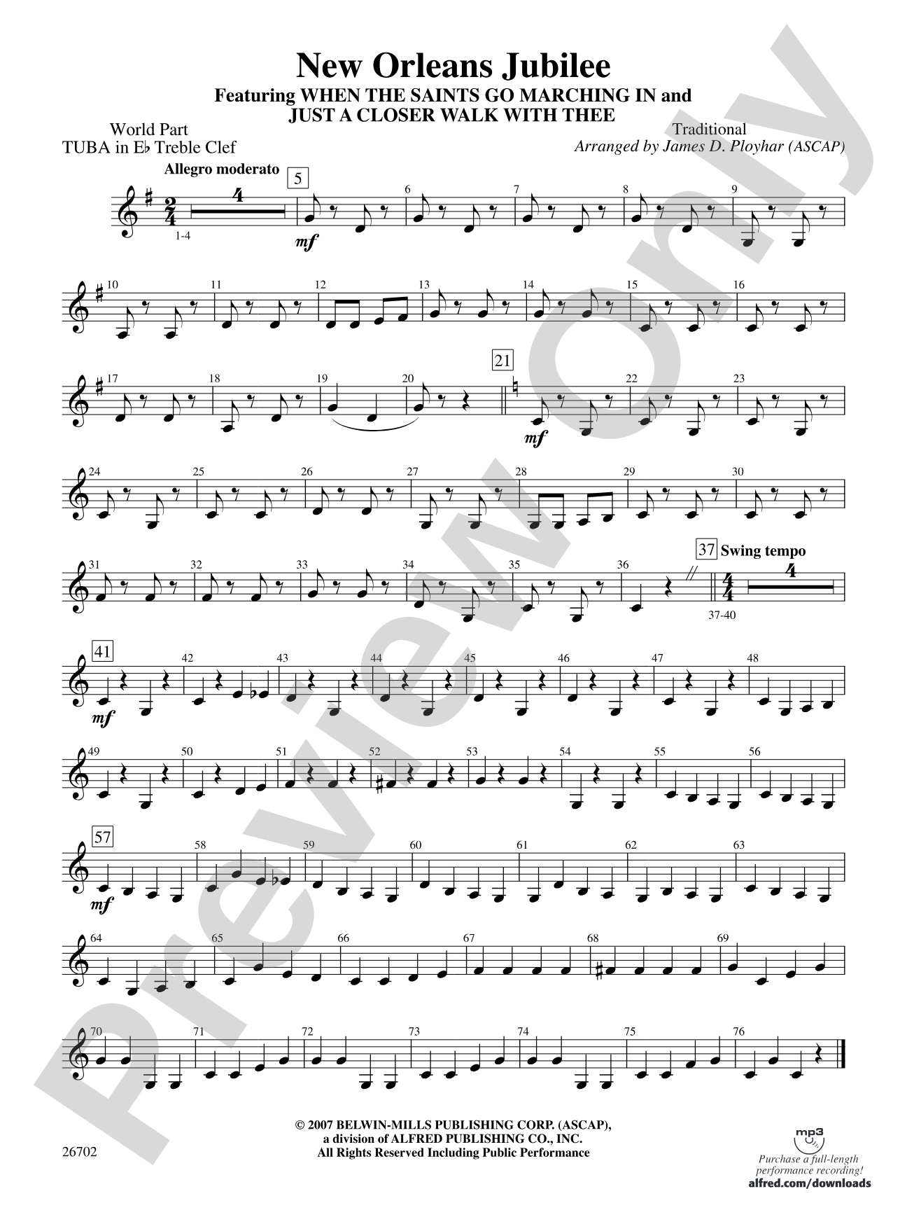 New Orleans Jubilee: (wp) E-flat Tuba T.C.