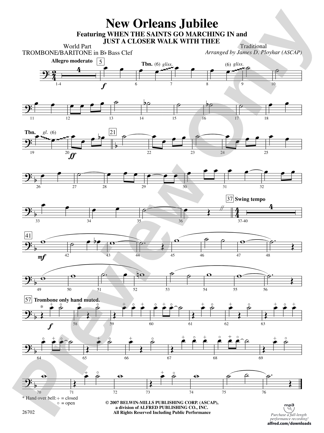 New Orleans Jubilee: (wp) 1st B-flat Trombone B.C.