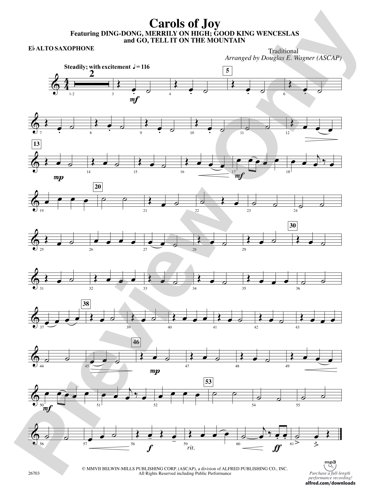 Carols of Joy: E-flat Alto Saxophone
