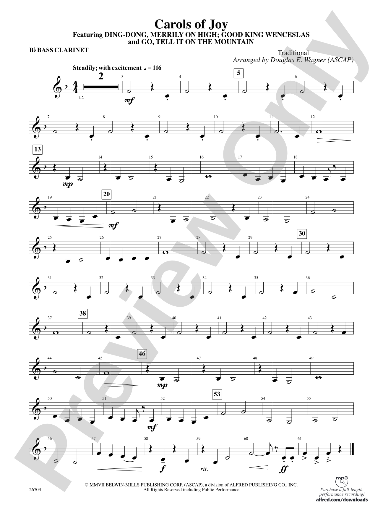 Carols of Joy: B-flat Bass Clarinet