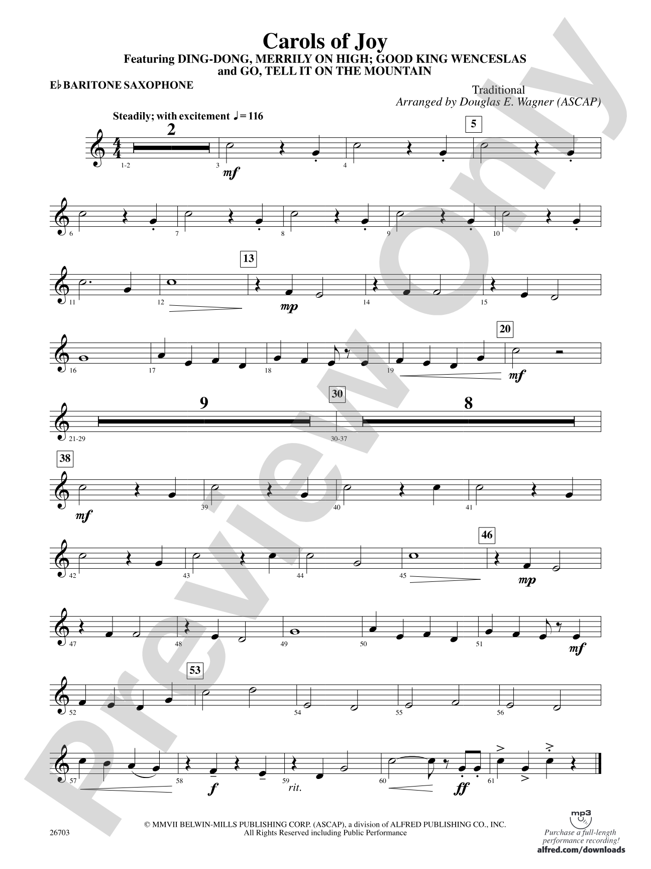 Carols of Joy: E-flat Baritone Saxophone
