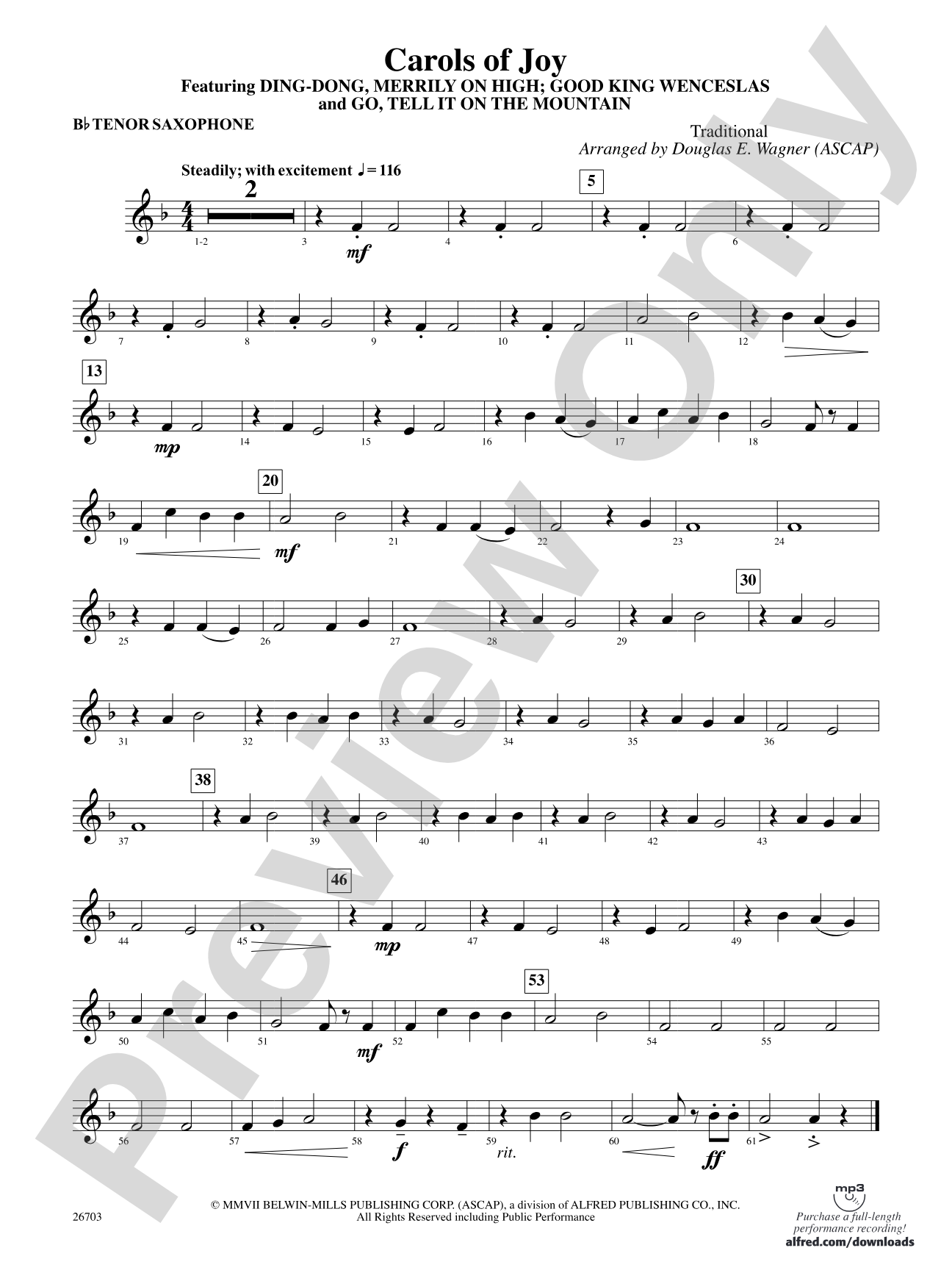 Carols of Joy: B-flat Tenor Saxophone
