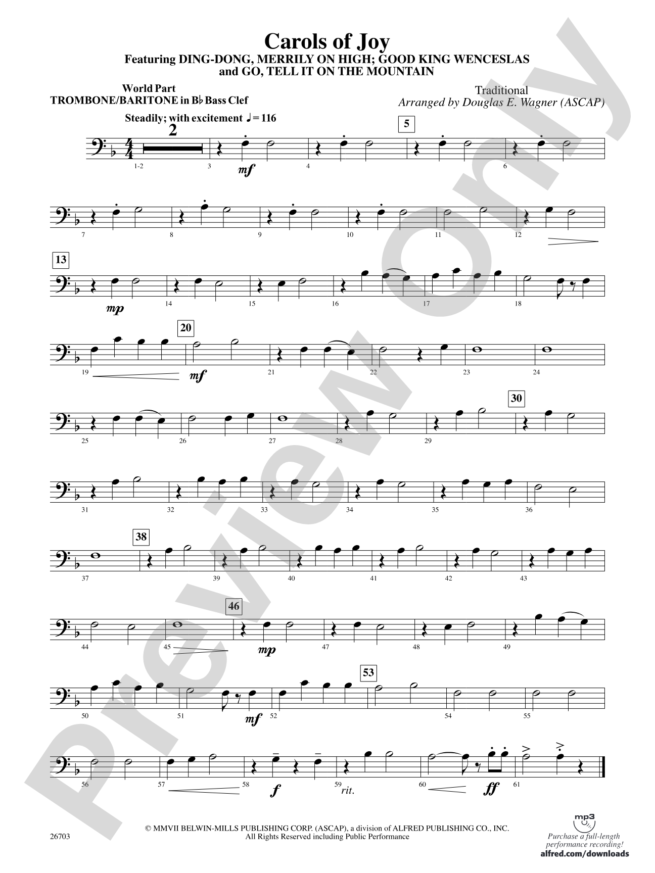 Carols of Joy: (wp) 1st B-flat Trombone B.C.