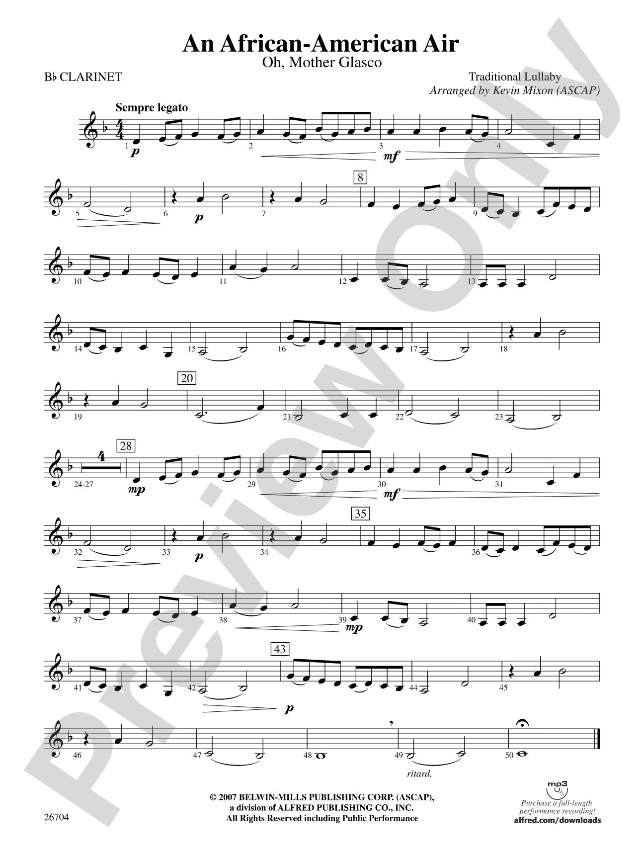 An African-American Air: 1st B-flat Clarinet