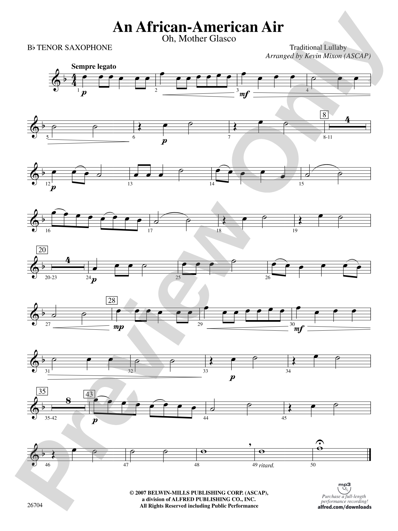 An African-American Air: B-flat Tenor Saxophone