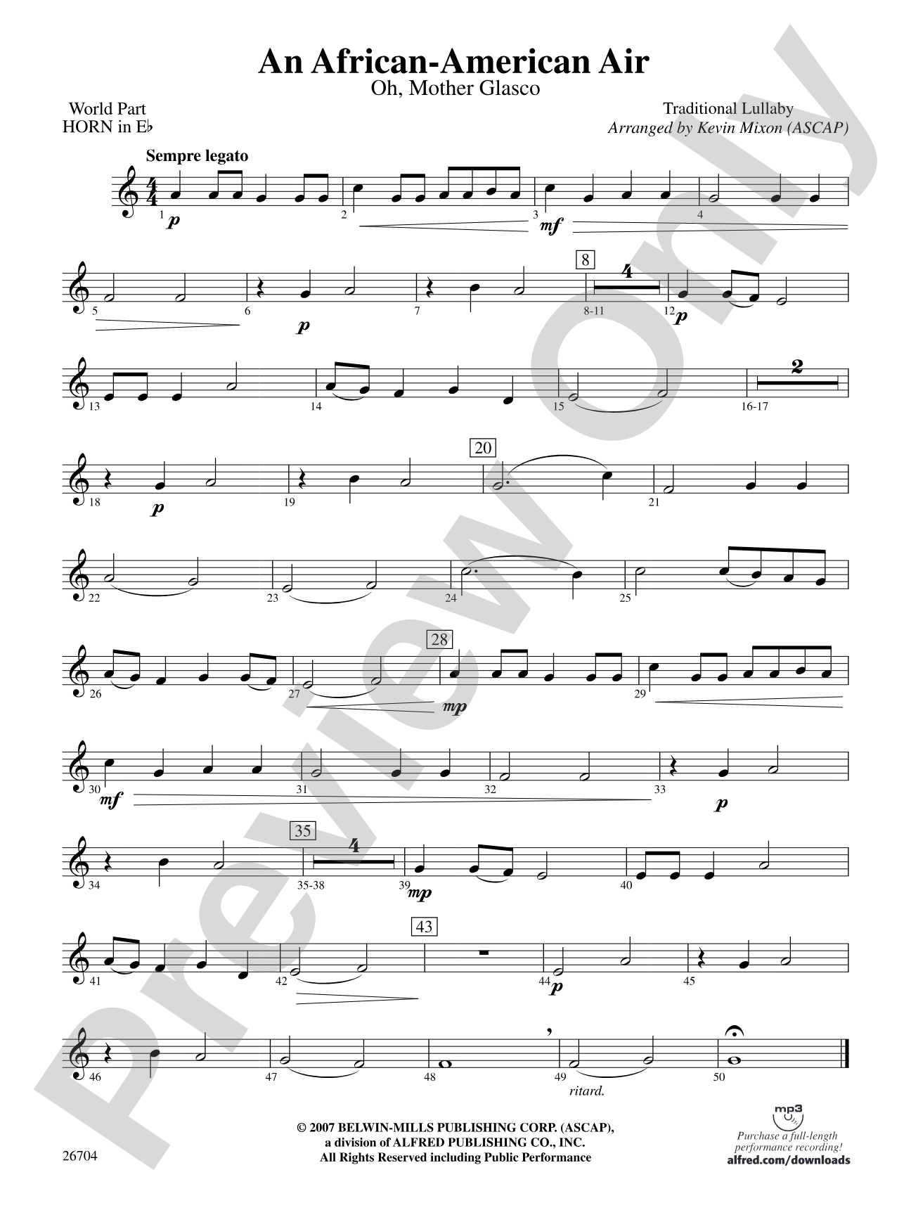 An African-American Air: (wp) 1st Horn in E-flat