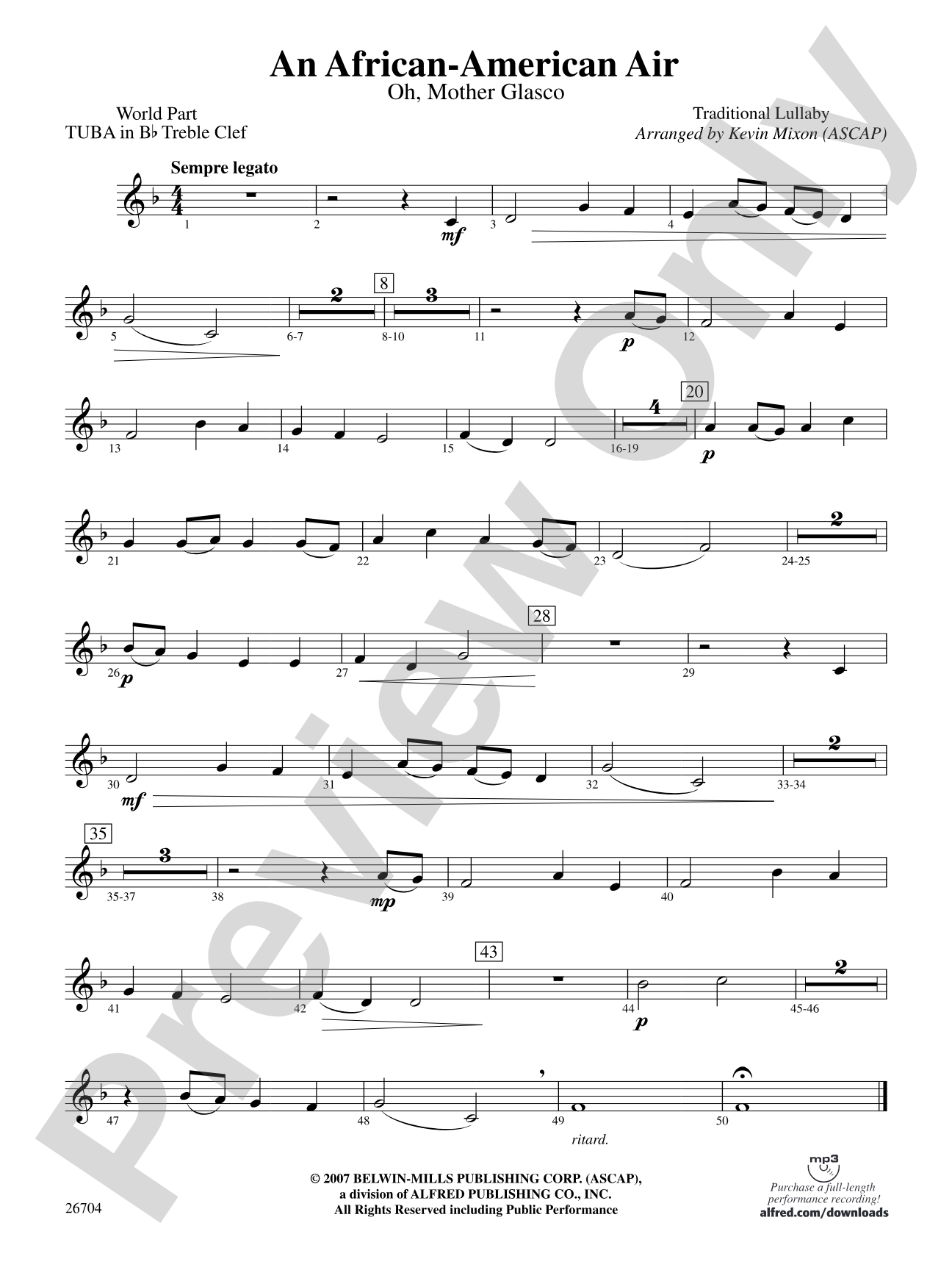 An African-American Air: (wp) B-flat Tuba T.C.