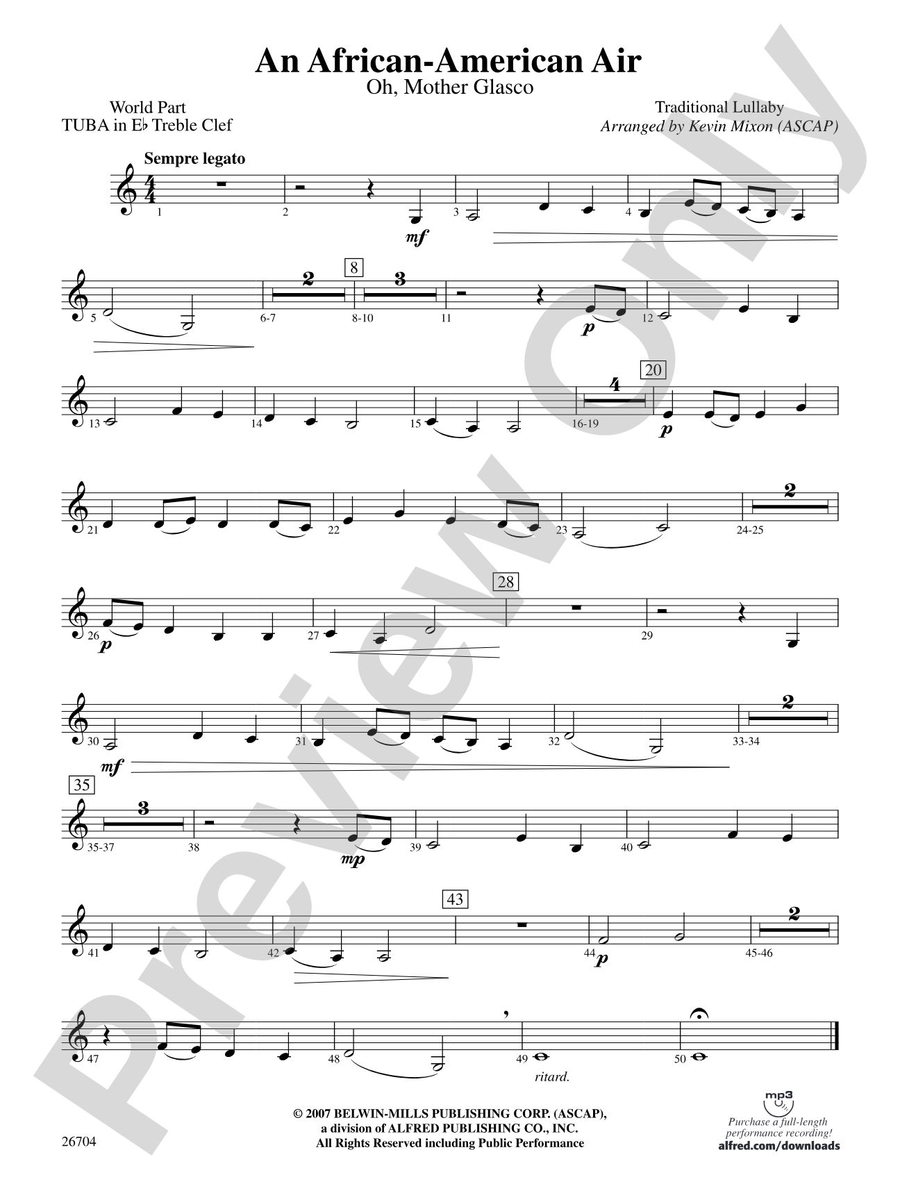 An African-American Air: (wp) E-flat Tuba T.C.
