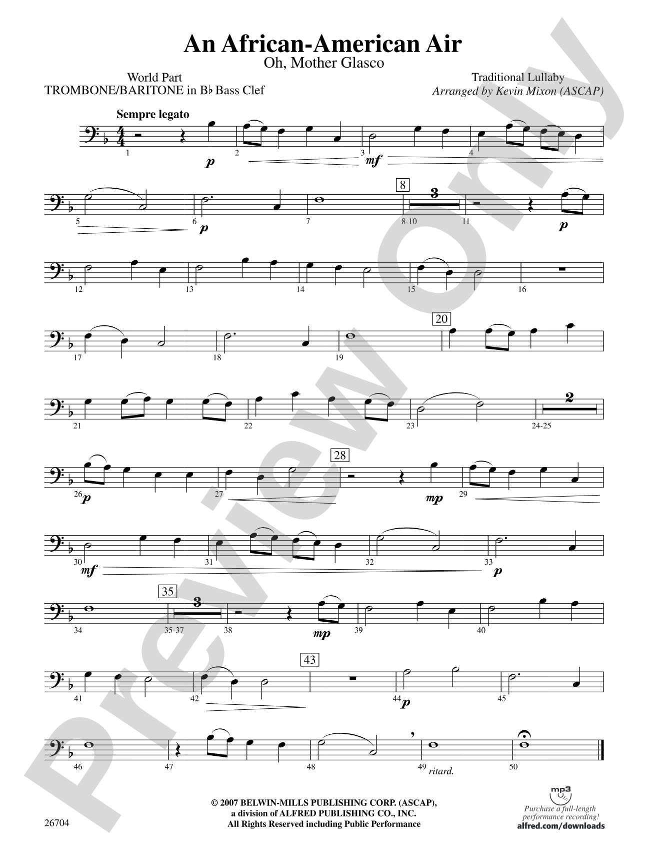 An African-American Air: (wp) 1st B-flat Trombone B.C.