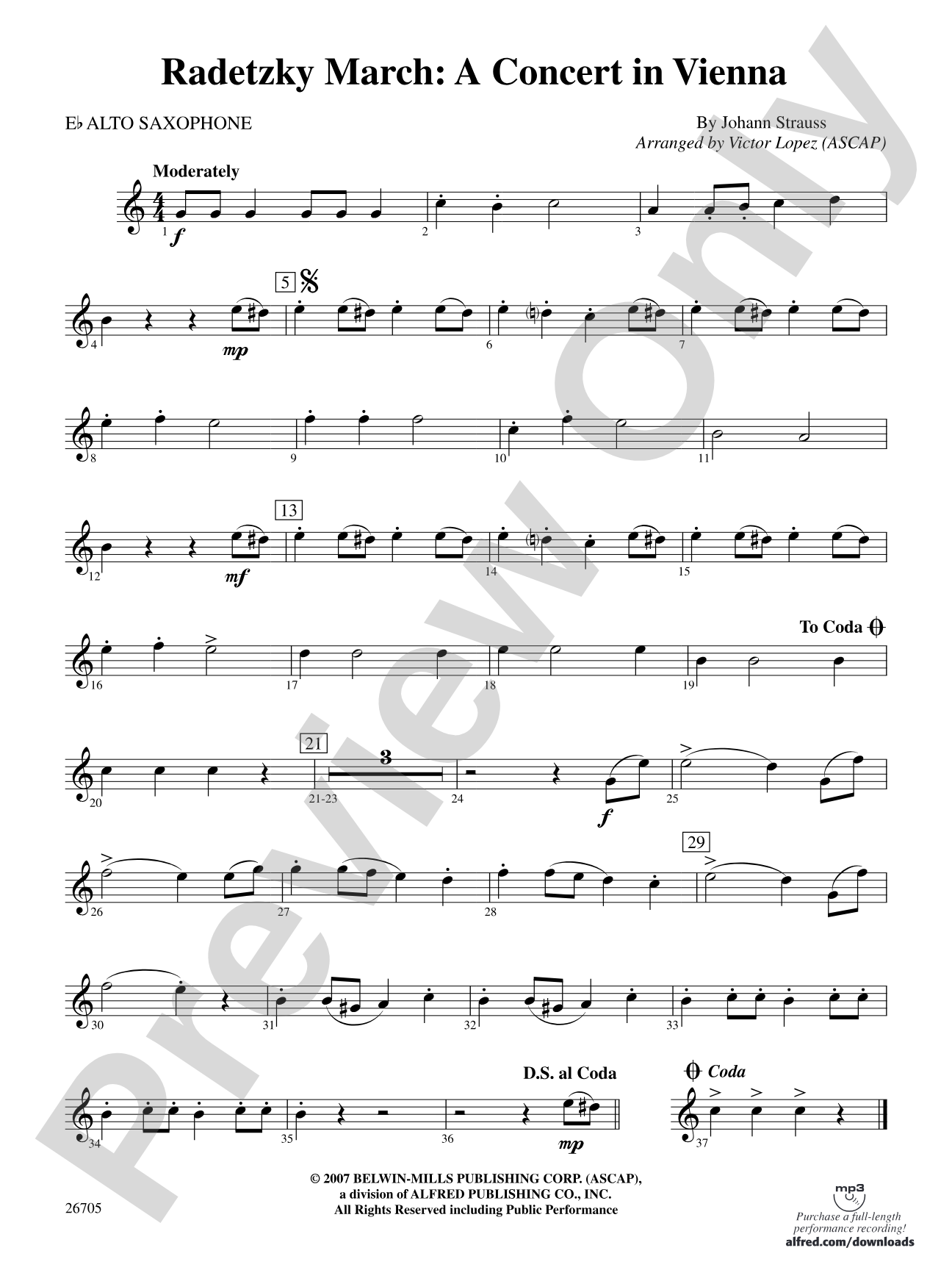 Radetzky March: A Concert in Vienna: E-flat Alto Saxophone