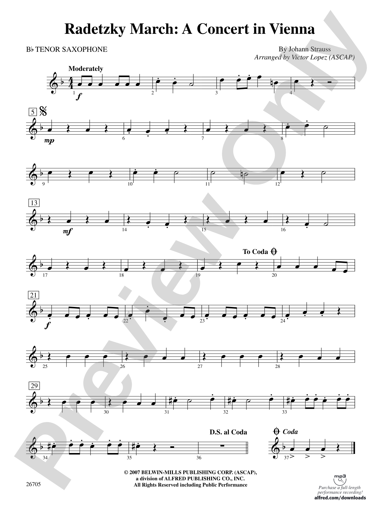 Radetzky March: A Concert in Vienna: B-flat Tenor Saxophone