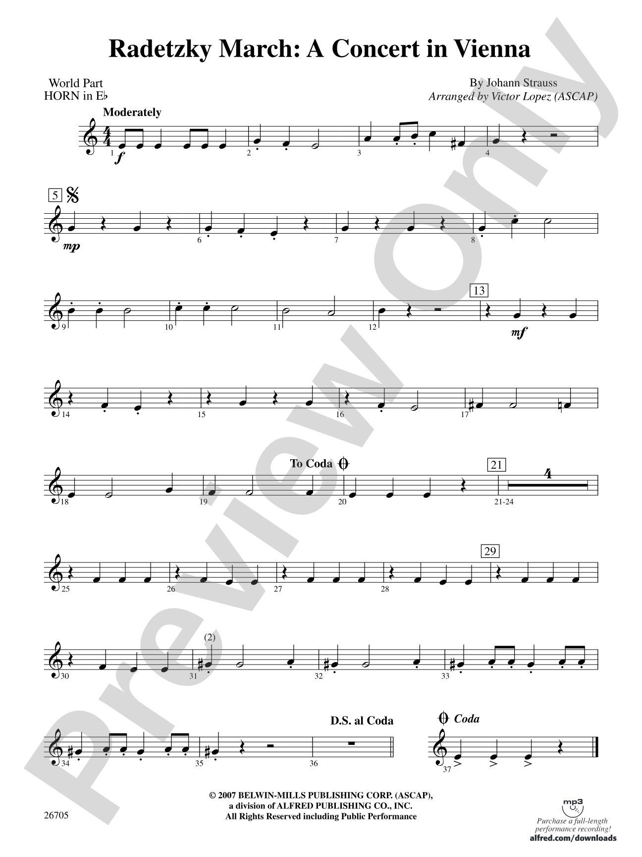 Radetzky March: (wp) 1st Horn in E-flat
