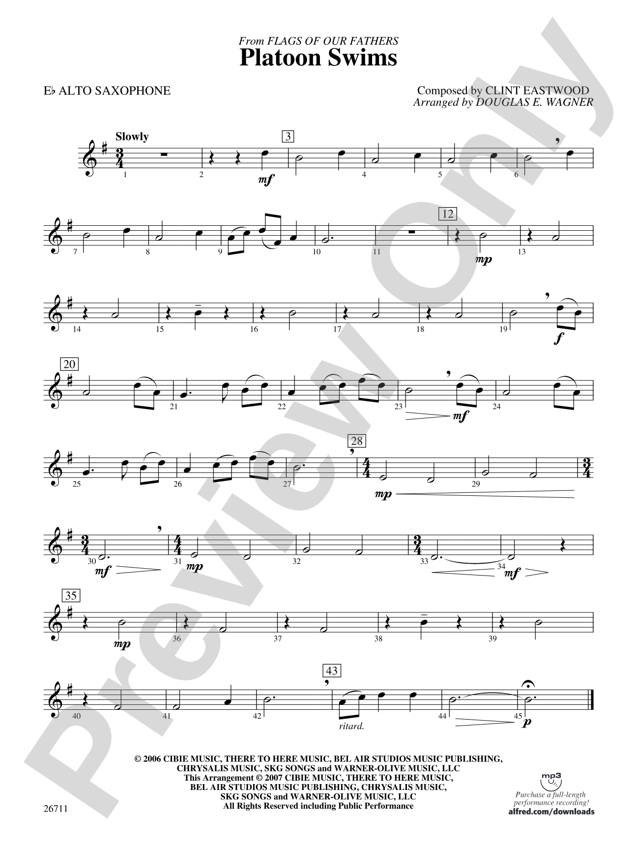 Platoon Swims: E-flat Alto Saxophone