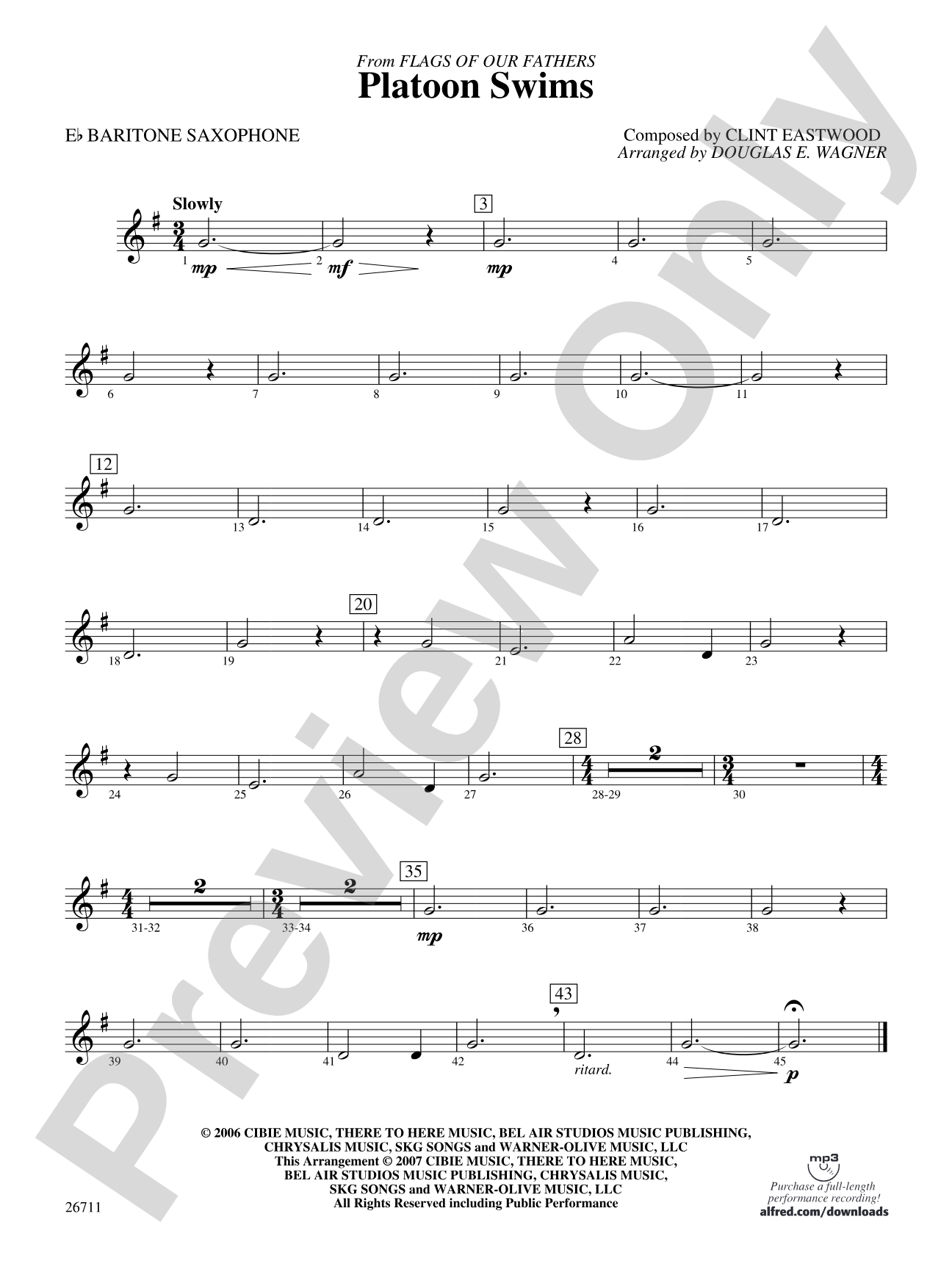 Platoon Swims: E-flat Baritone Saxophone