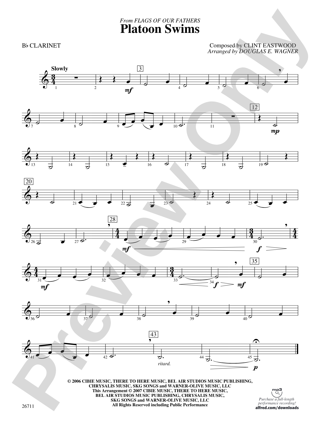 Platoon Swims: 1st B-flat Clarinet