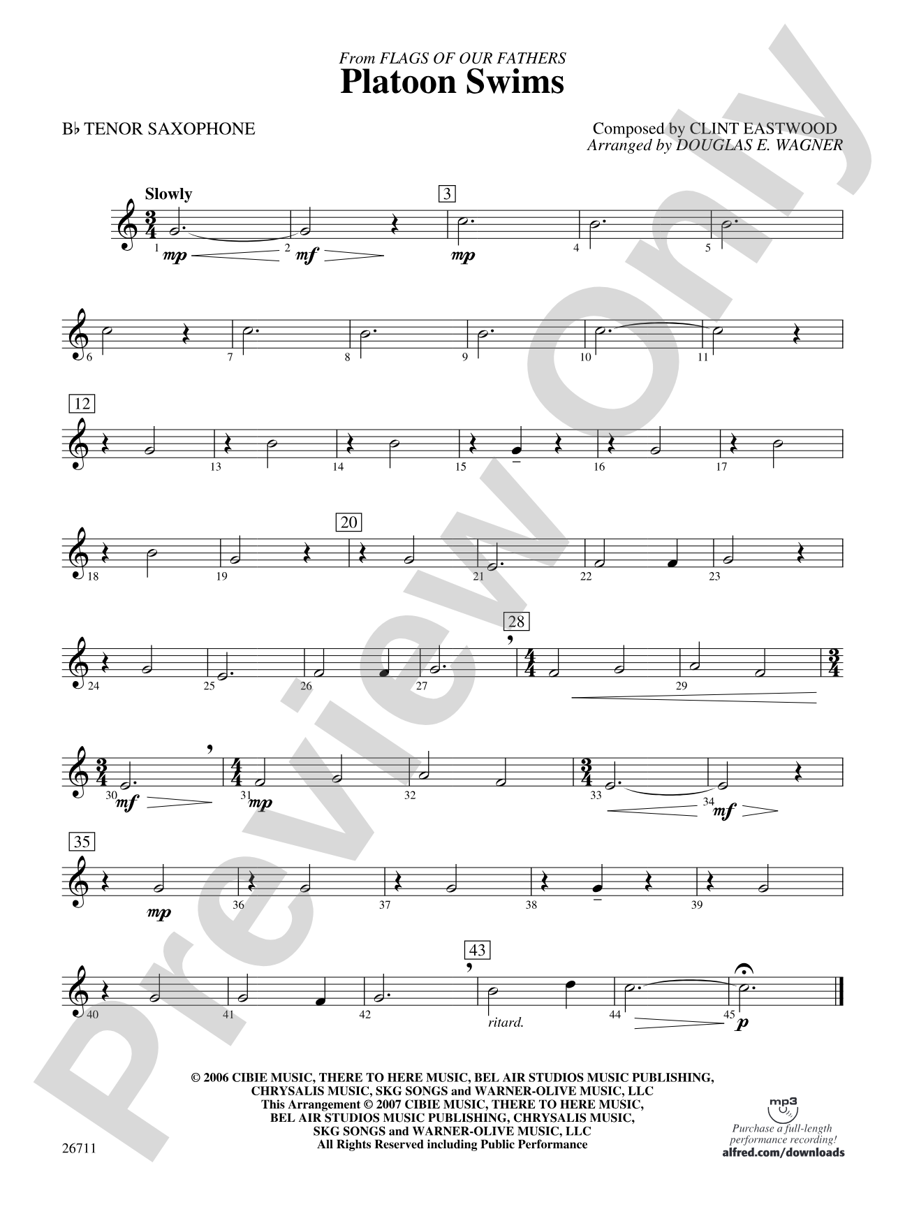 Platoon Swims: B-flat Tenor Saxophone