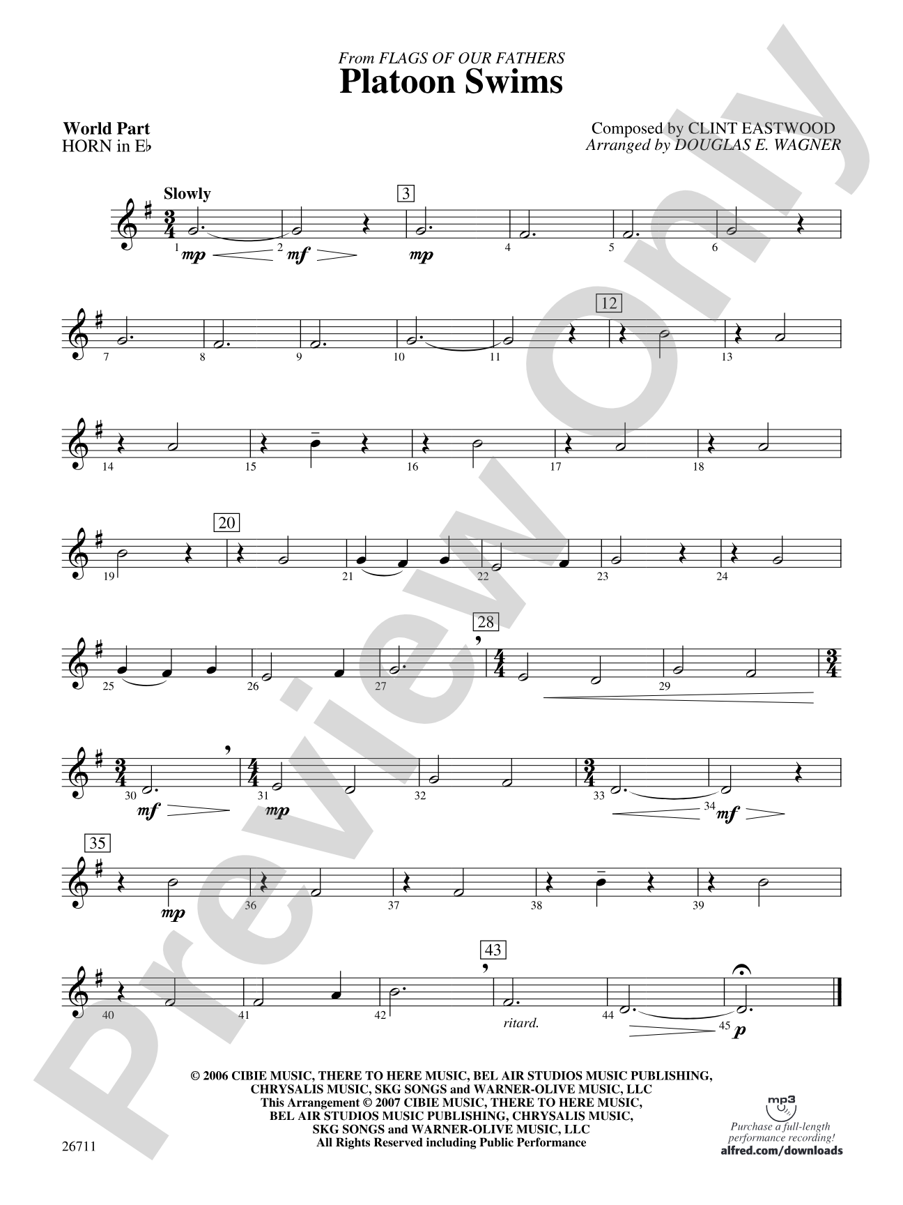 Platoon Swims: (wp) 1st Horn in E-flat