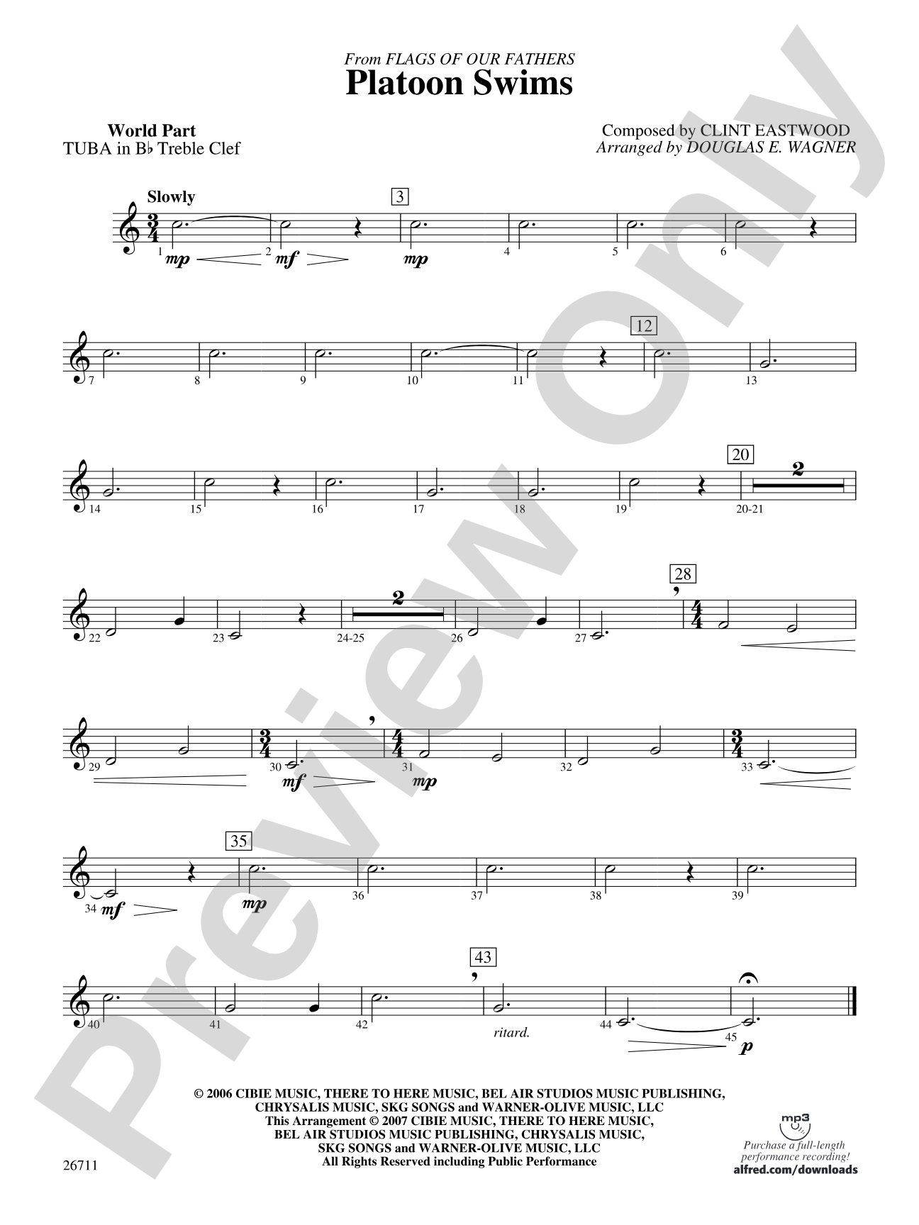 Platoon Swims: (wp) B-flat Tuba T.C.
