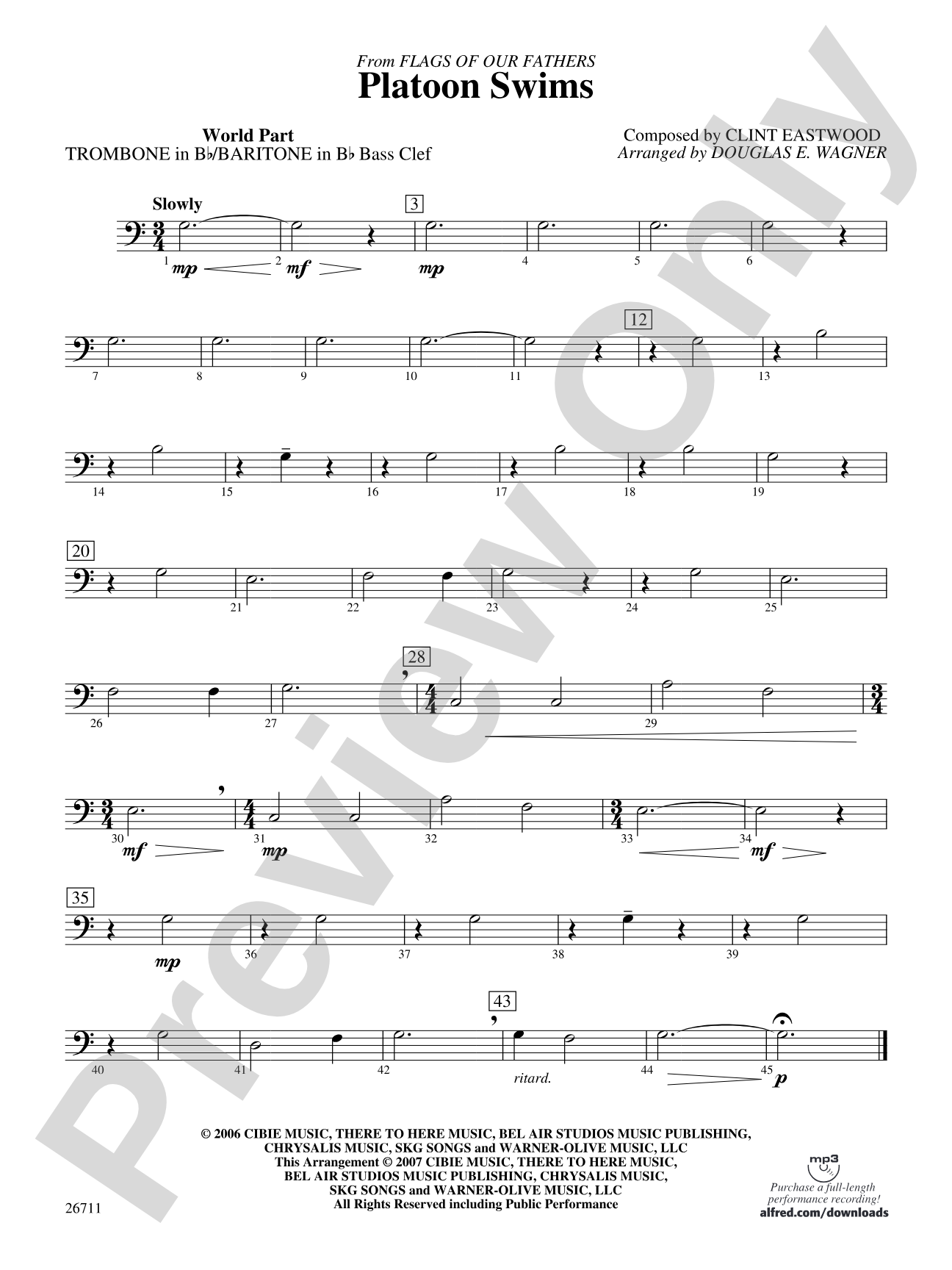 Platoon Swims: (wp) 1st B-flat Trombone B.C.