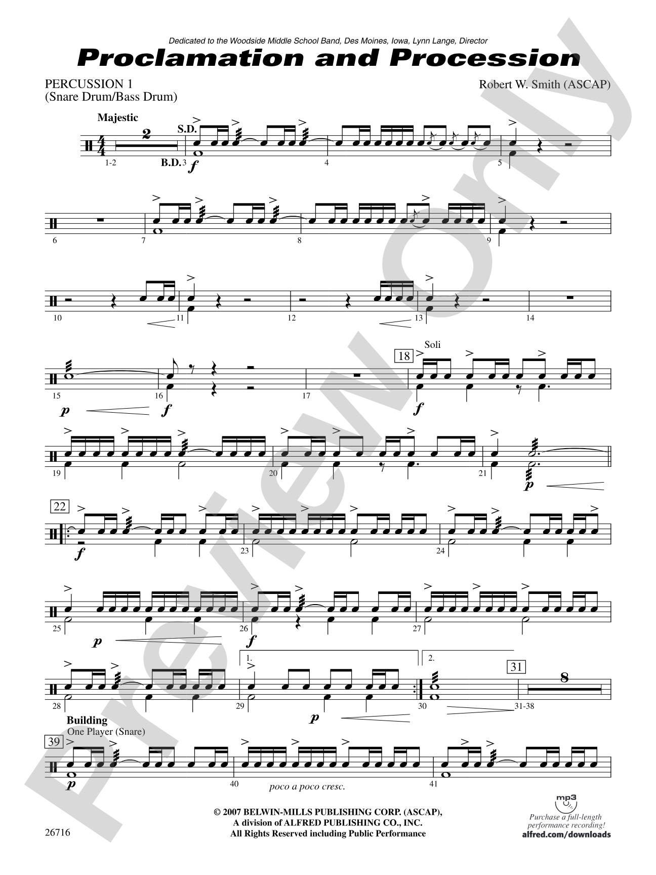 Proclamation and Procession: 1st Percussion