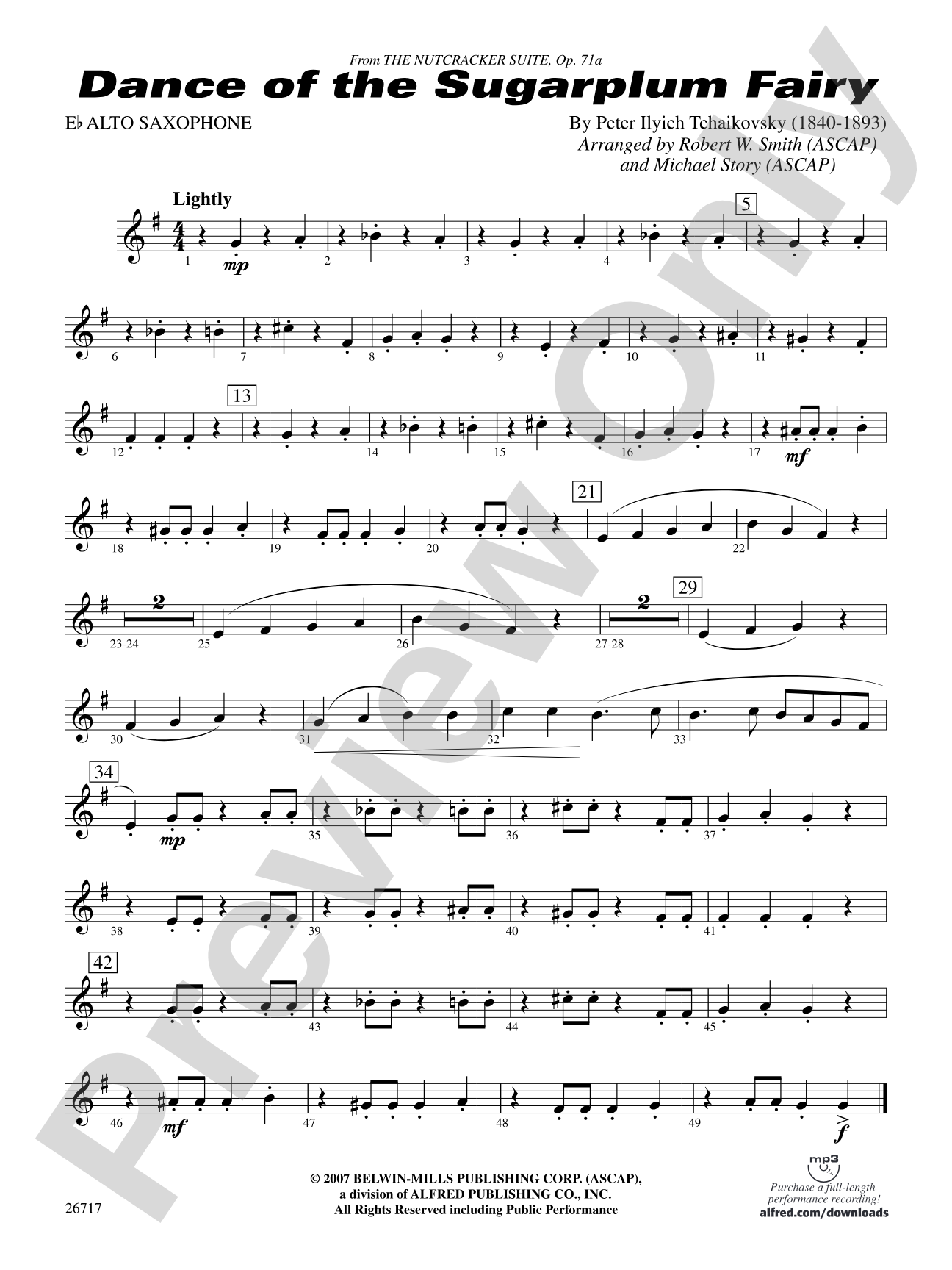 Dance of the Sugar Plum Fairy: E-flat Alto Saxophone