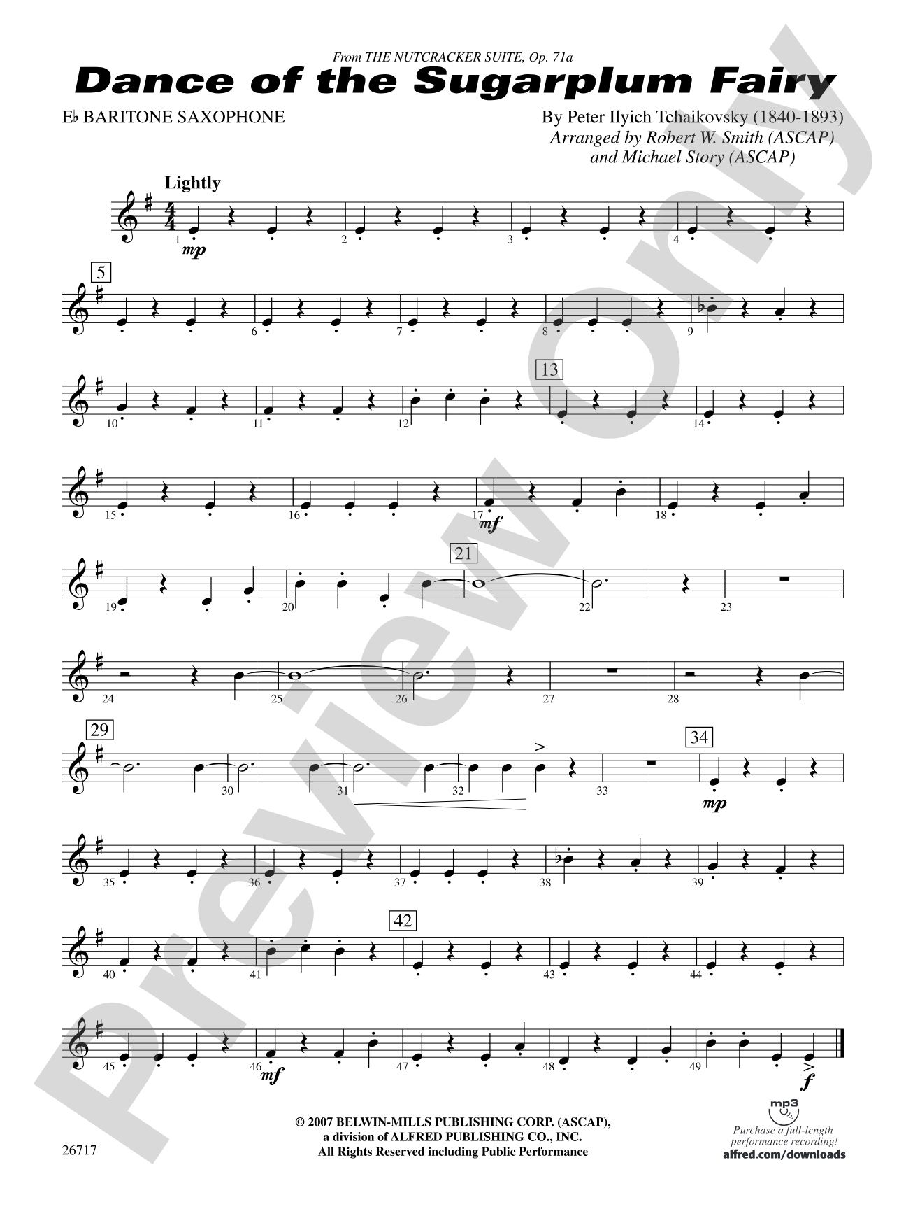 Dance of the Sugar Plum Fairy: E-flat Baritone Saxophone