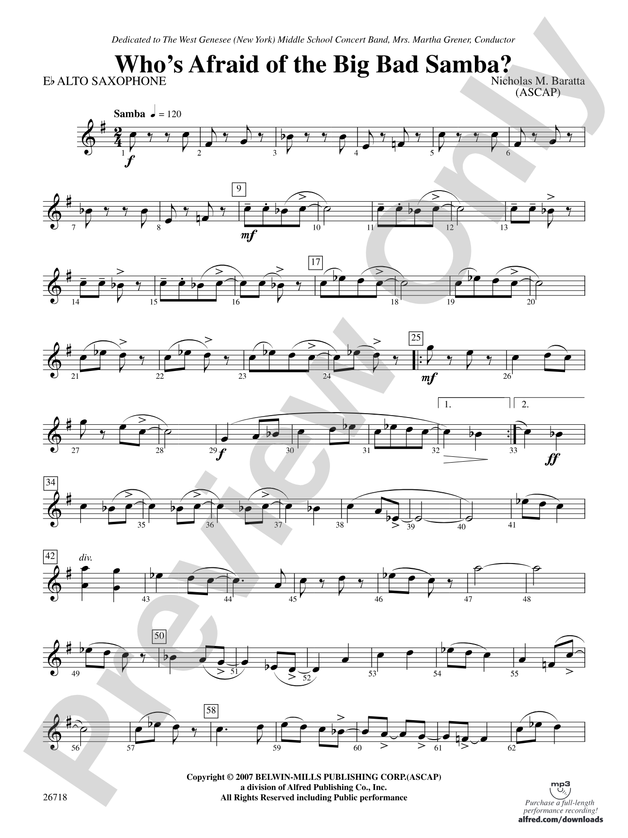 Who's Afraid of the Big Bad Samba?: E-flat Alto Saxophone