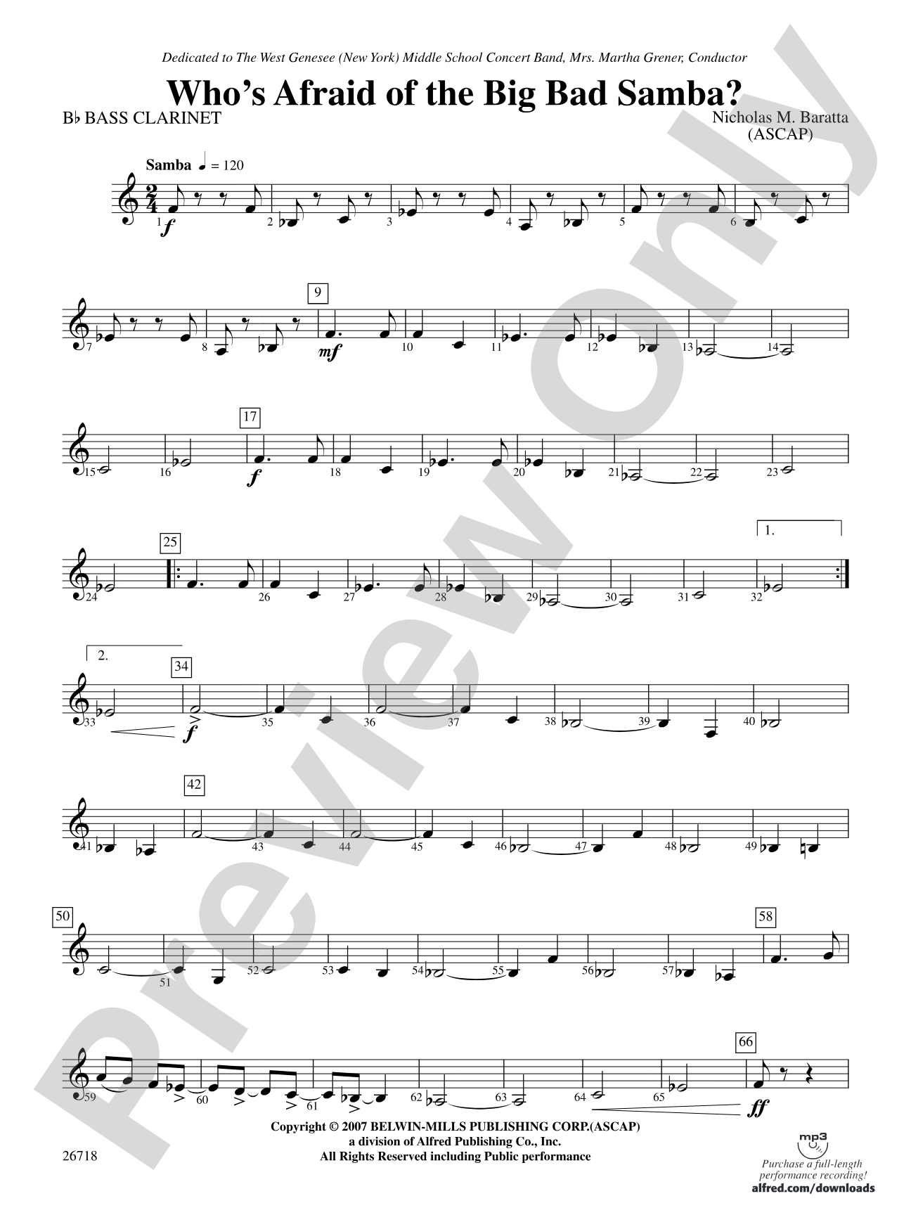 Who's Afraid of the Big Bad Samba?: B-flat Bass Clarinet