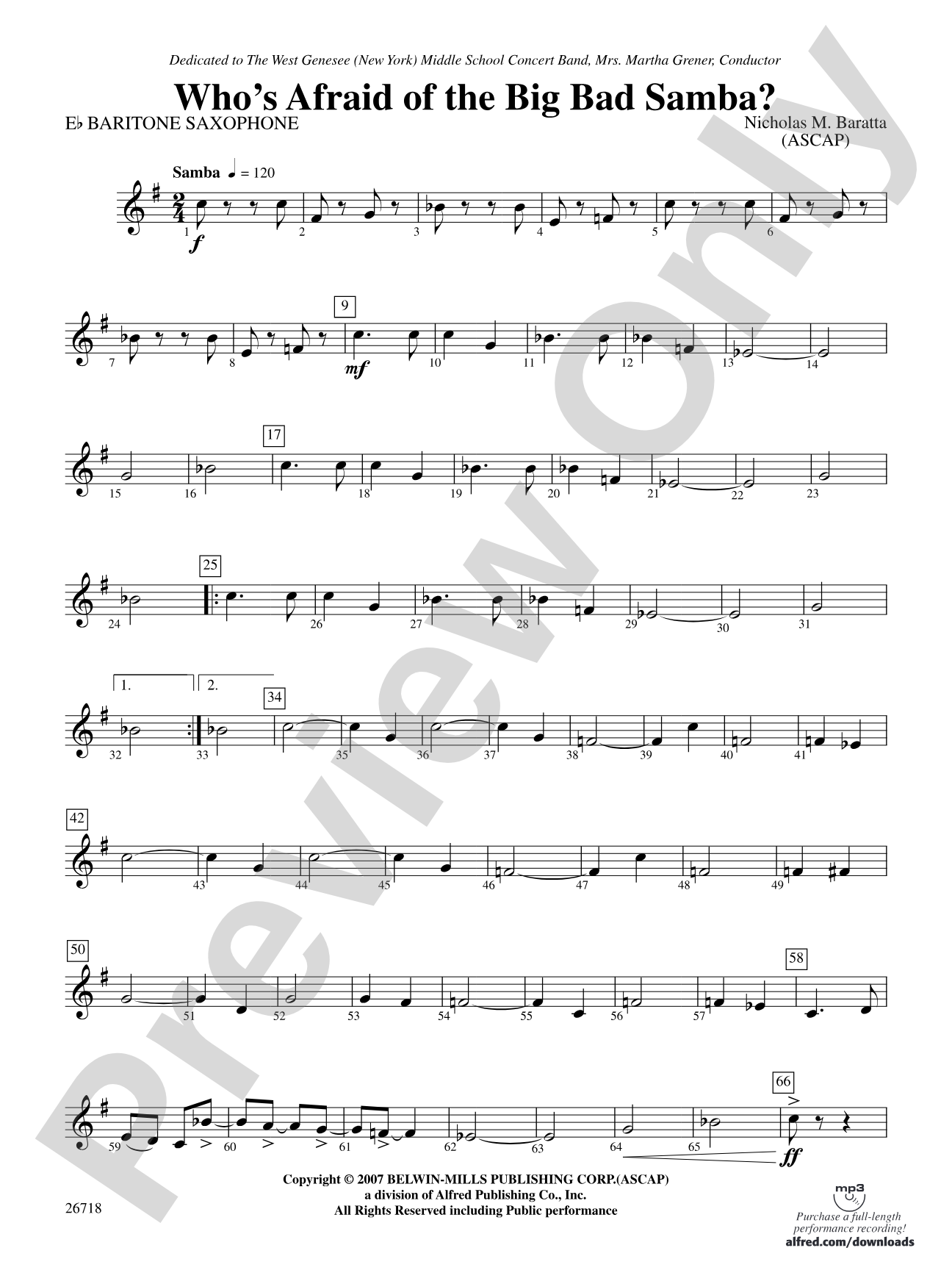 Who's Afraid of the Big Bad Samba?: E-flat Baritone Saxophone
