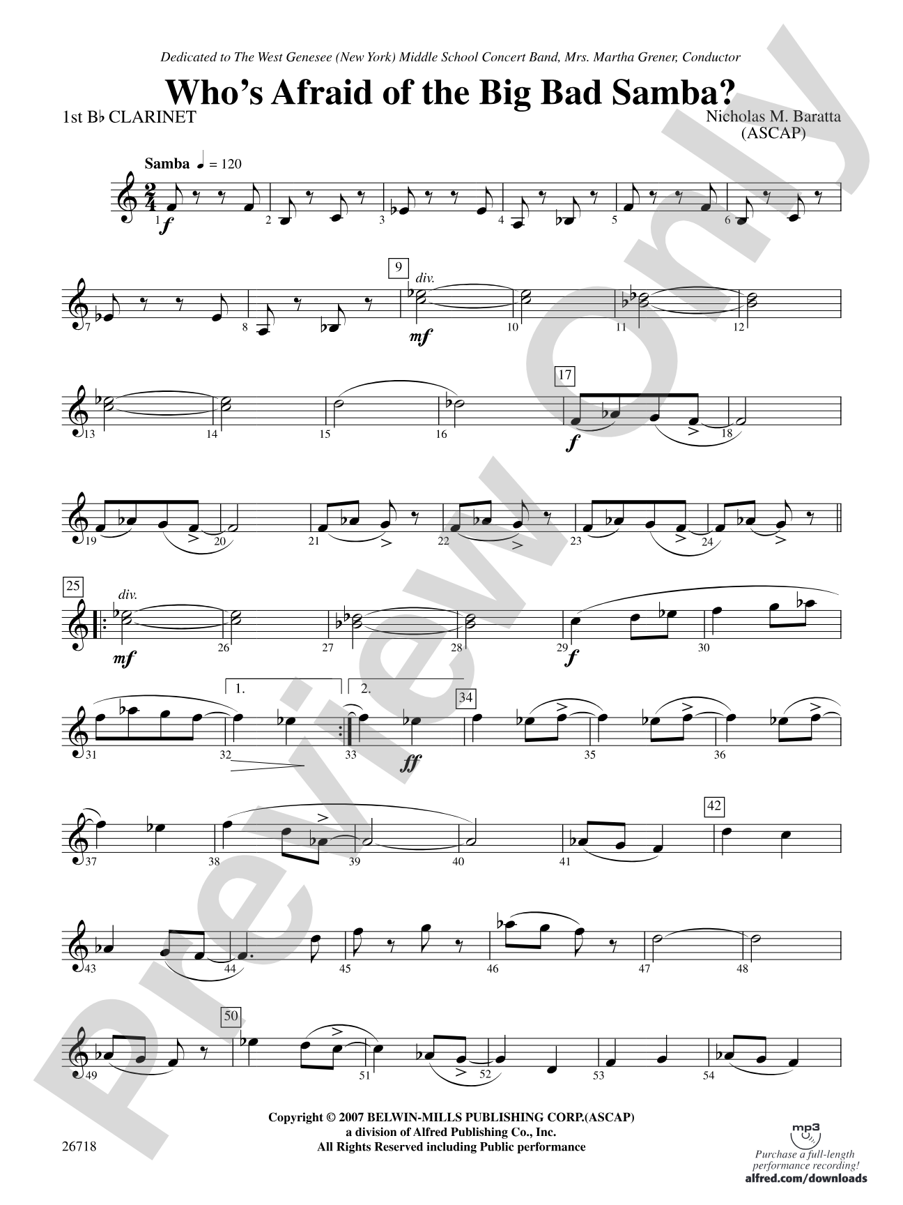 Who's Afraid of the Big Bad Samba?: 1st B-flat Clarinet