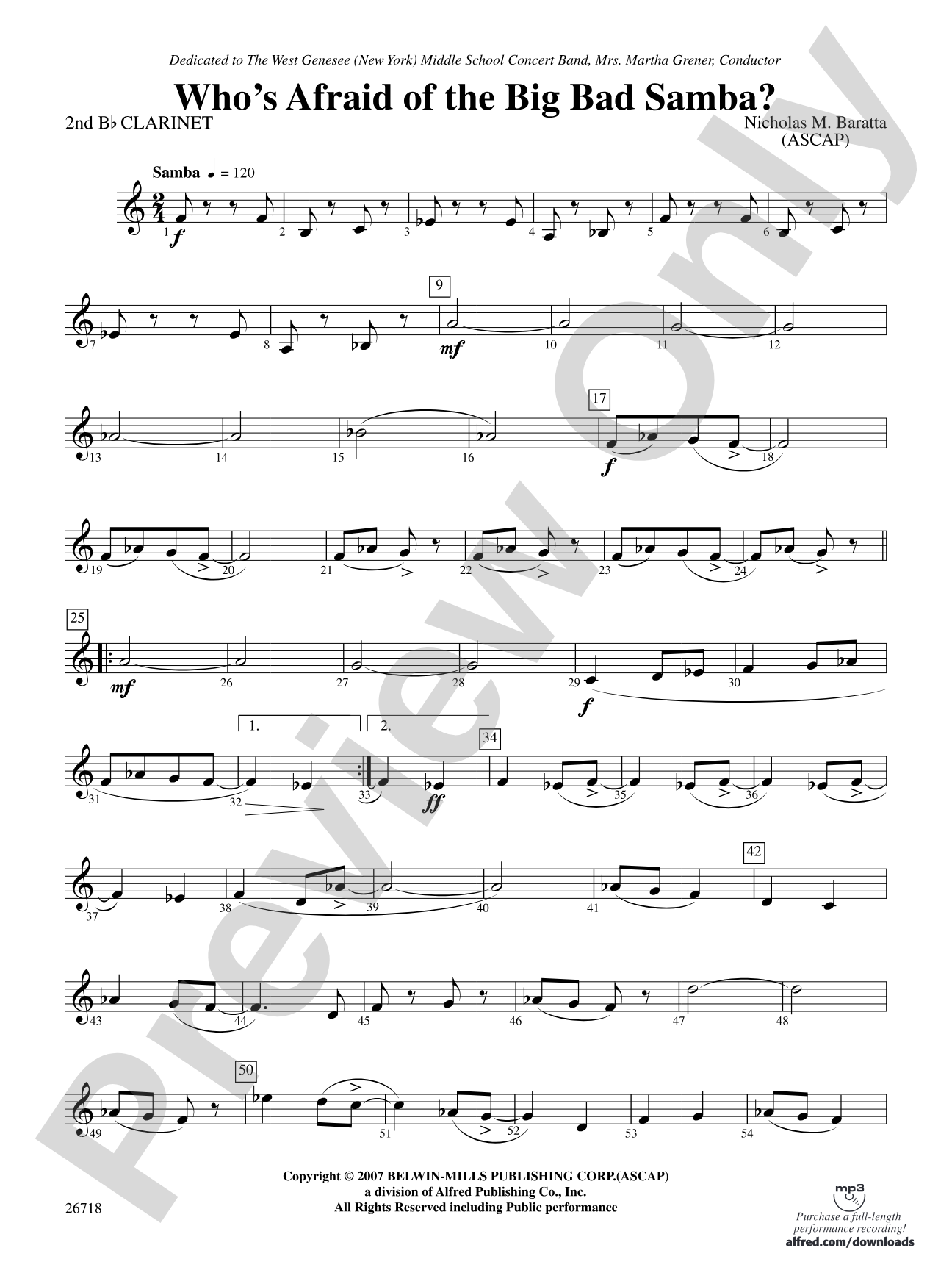 Who's Afraid of the Big Bad Samba?: 2nd B-flat Clarinet