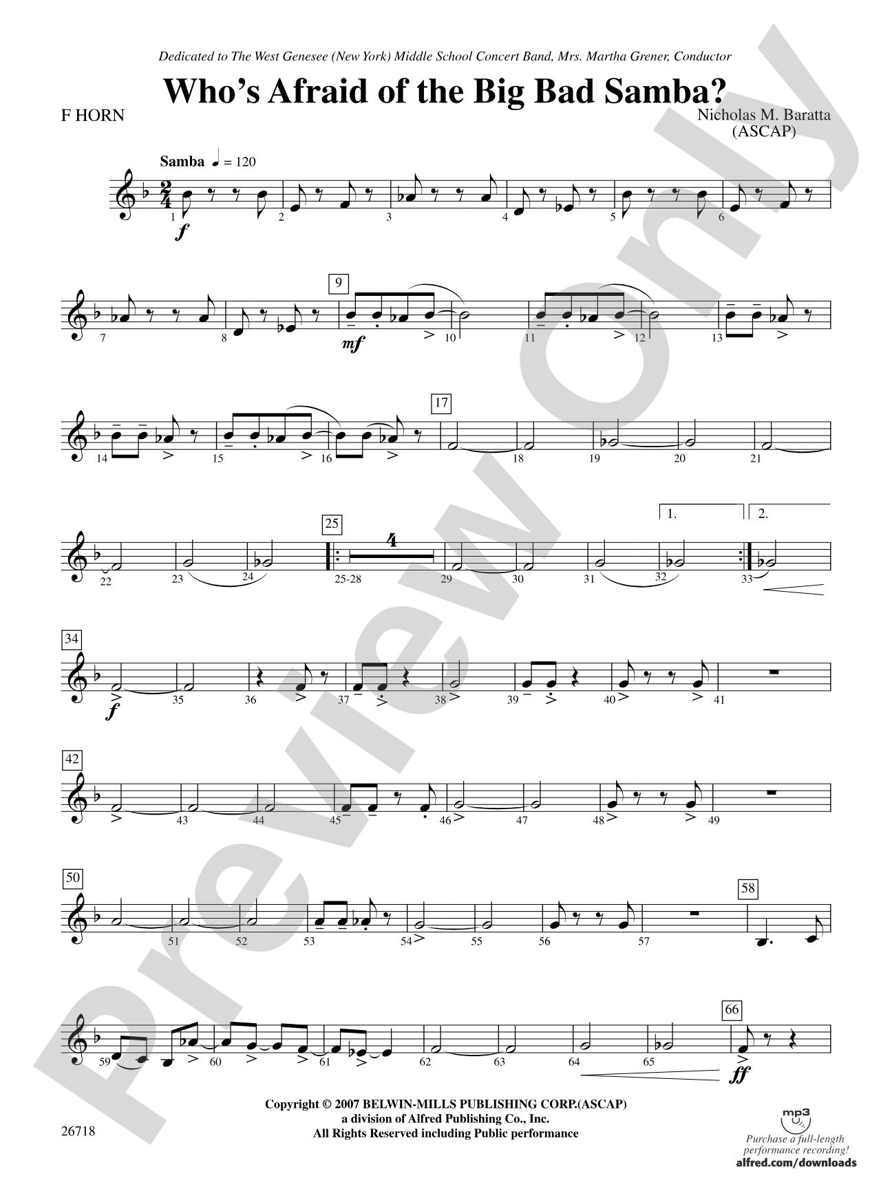 Who's Afraid of the Big Bad Samba?: 1st F Horn