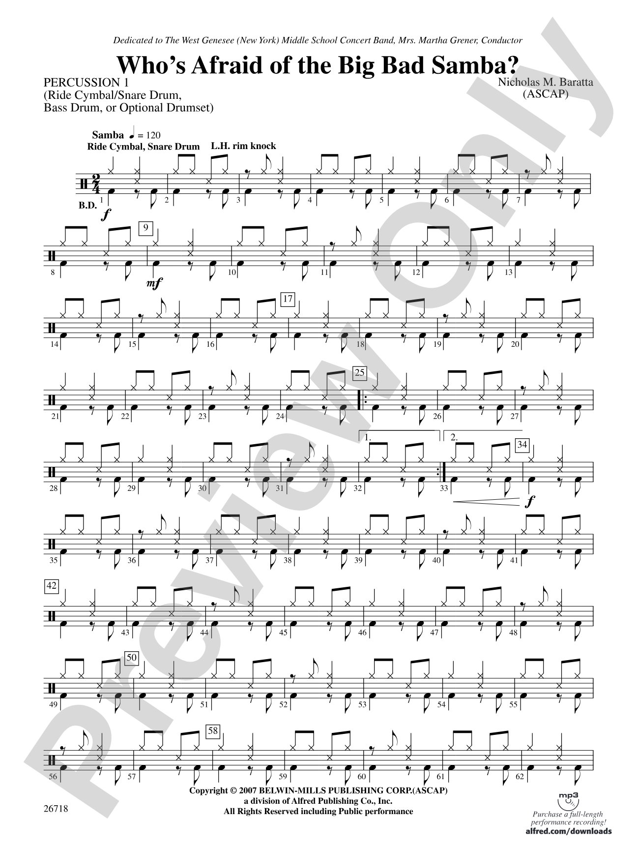 Who's Afraid of the Big Bad Samba?: 1st Percussion