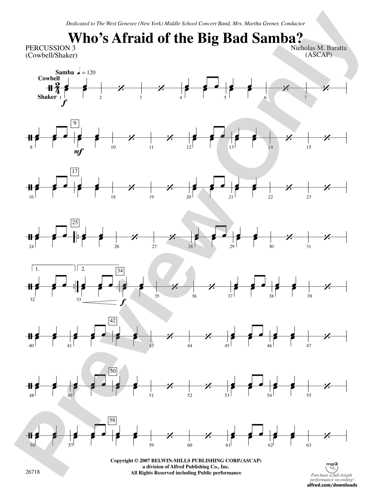 Who's Afraid of the Big Bad Samba?: 3rd Percussion