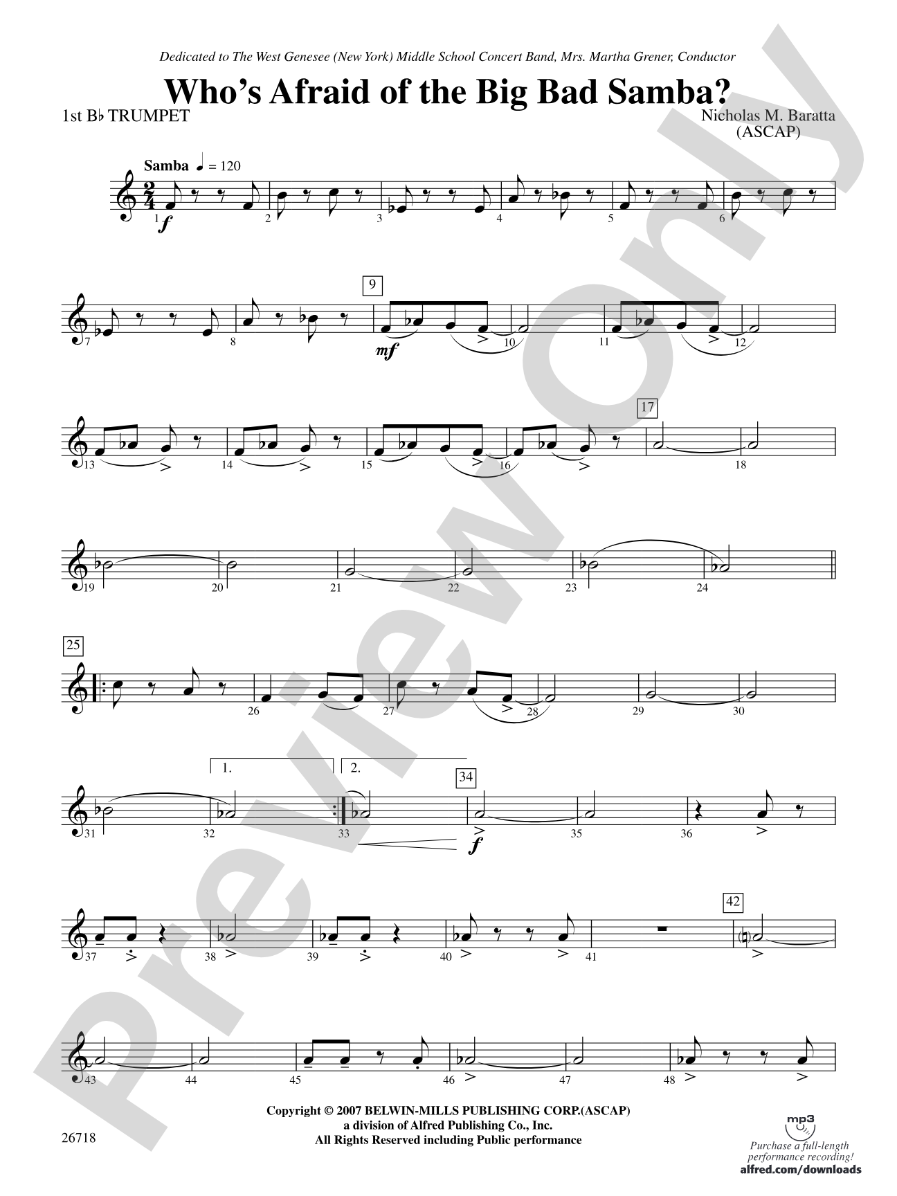 Who's Afraid of the Big Bad Samba?: 1st B-flat Trumpet