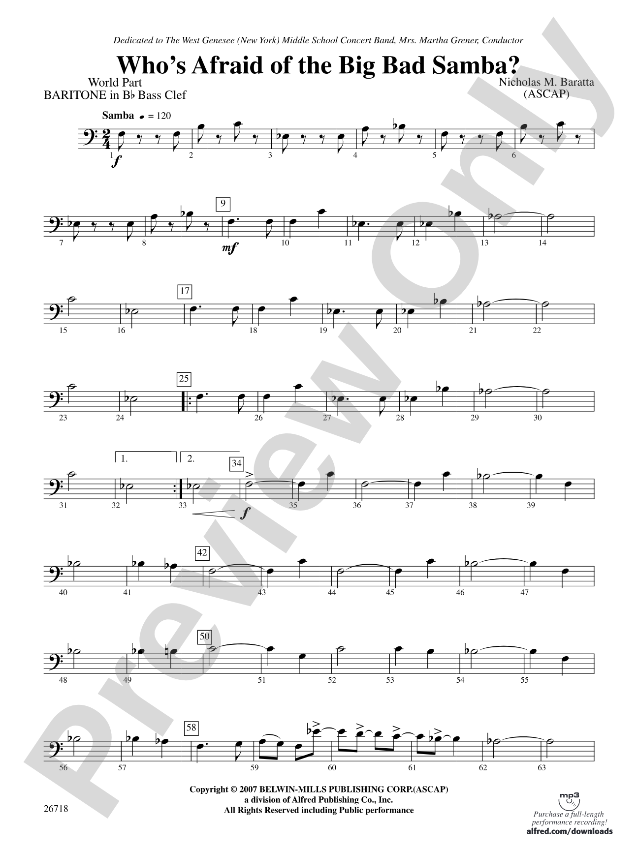 Who's Afraid of the Big Bad Samba?: (wp) B-flat Baritone B.C.