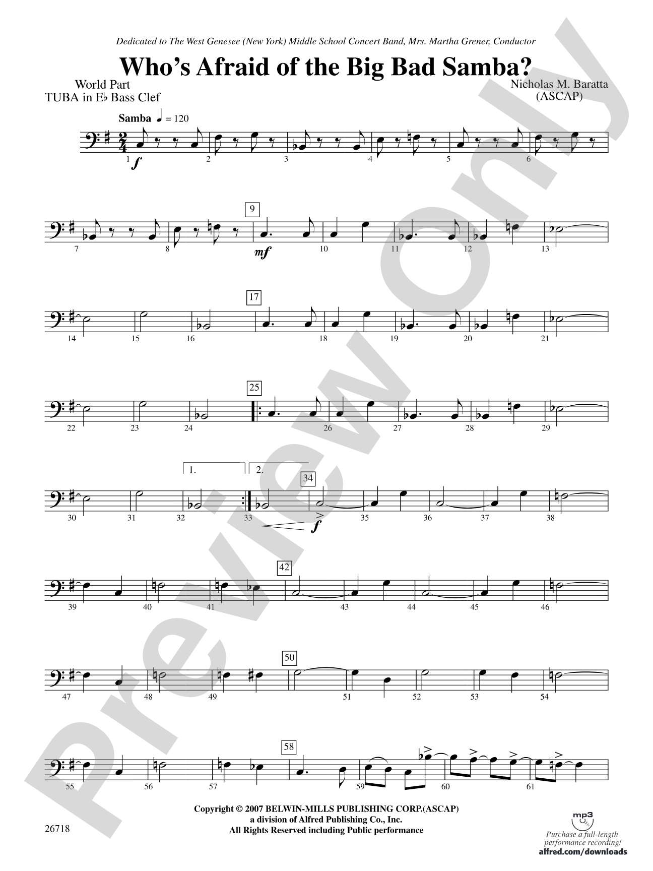 Who's Afraid of the Big Bad Samba?: (wp) E-flat Tuba B.C.