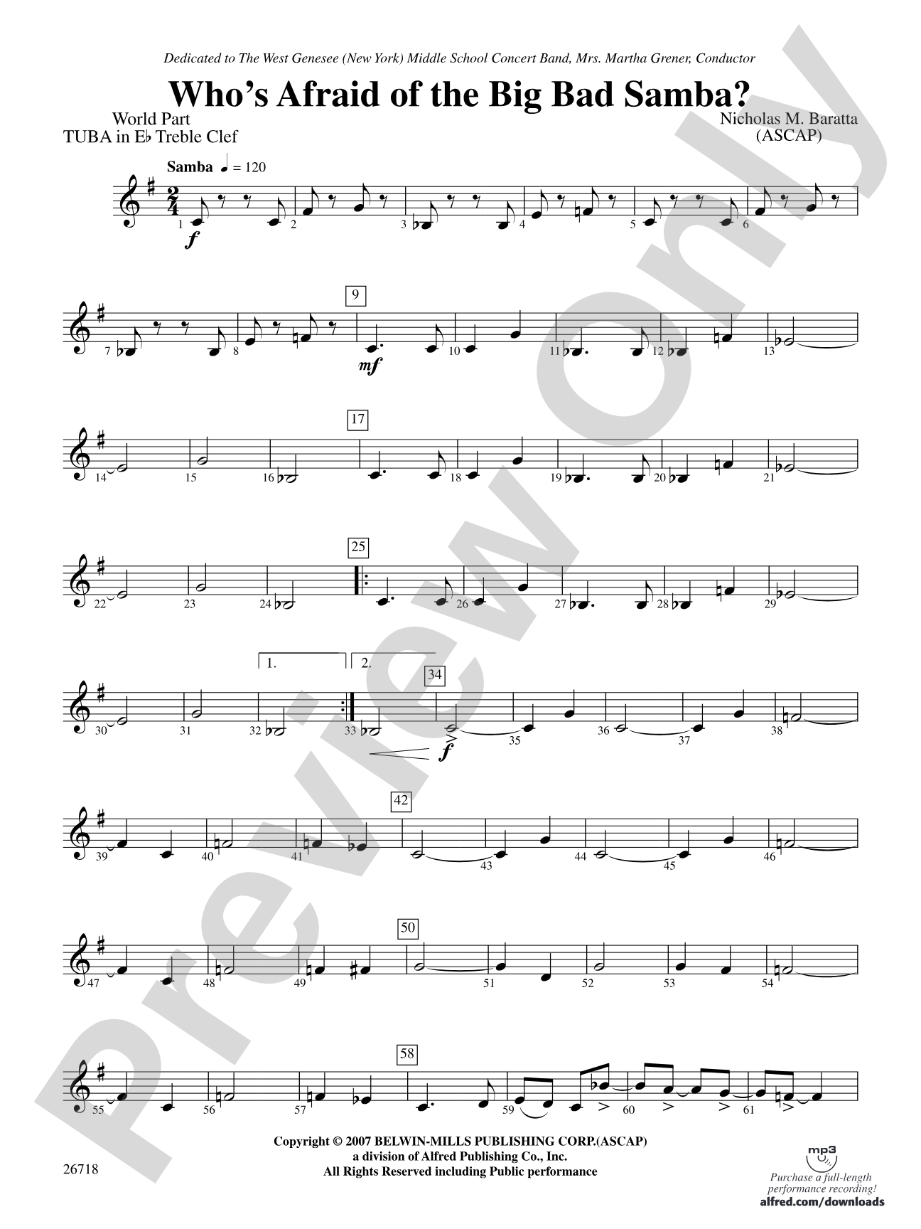 Who's Afraid of the Big Bad Samba?: (wp) E-flat Tuba T.C.
