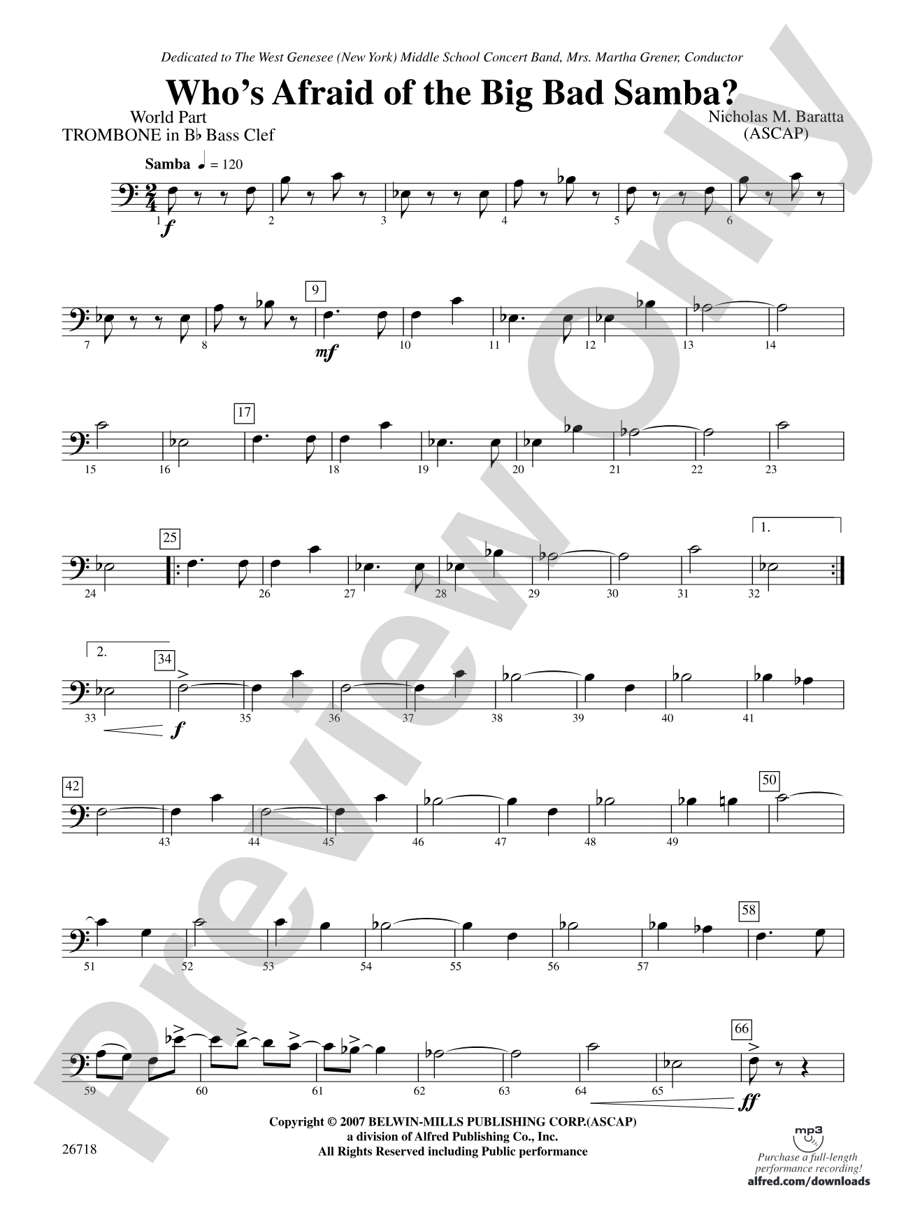 Who's Afraid of the Big Bad Samba?: (wp) 1st B-flat Trombone B.C.