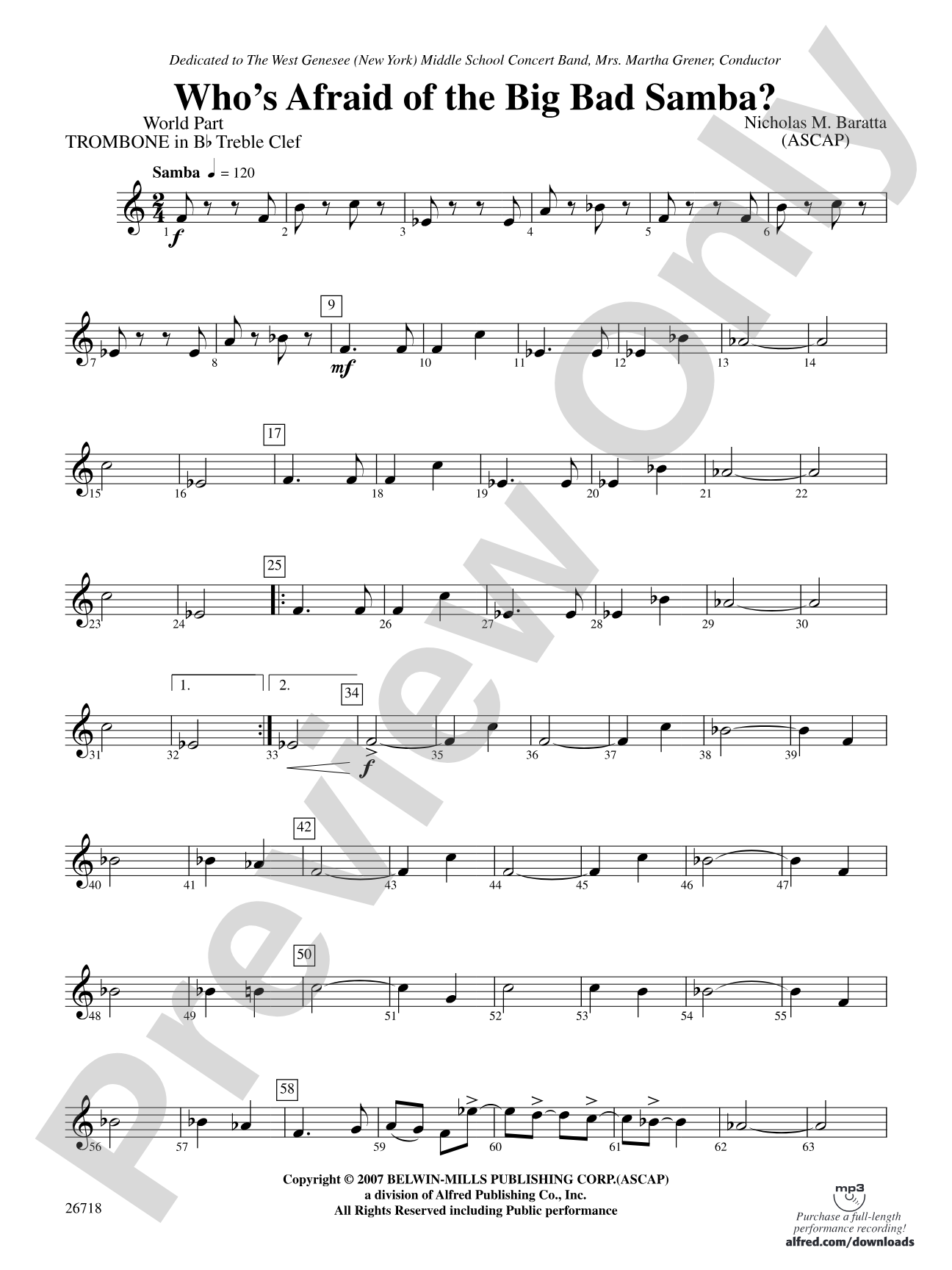 Who's Afraid of the Big Bad Samba?: (wp) 1st B-flat Trombone T.C.