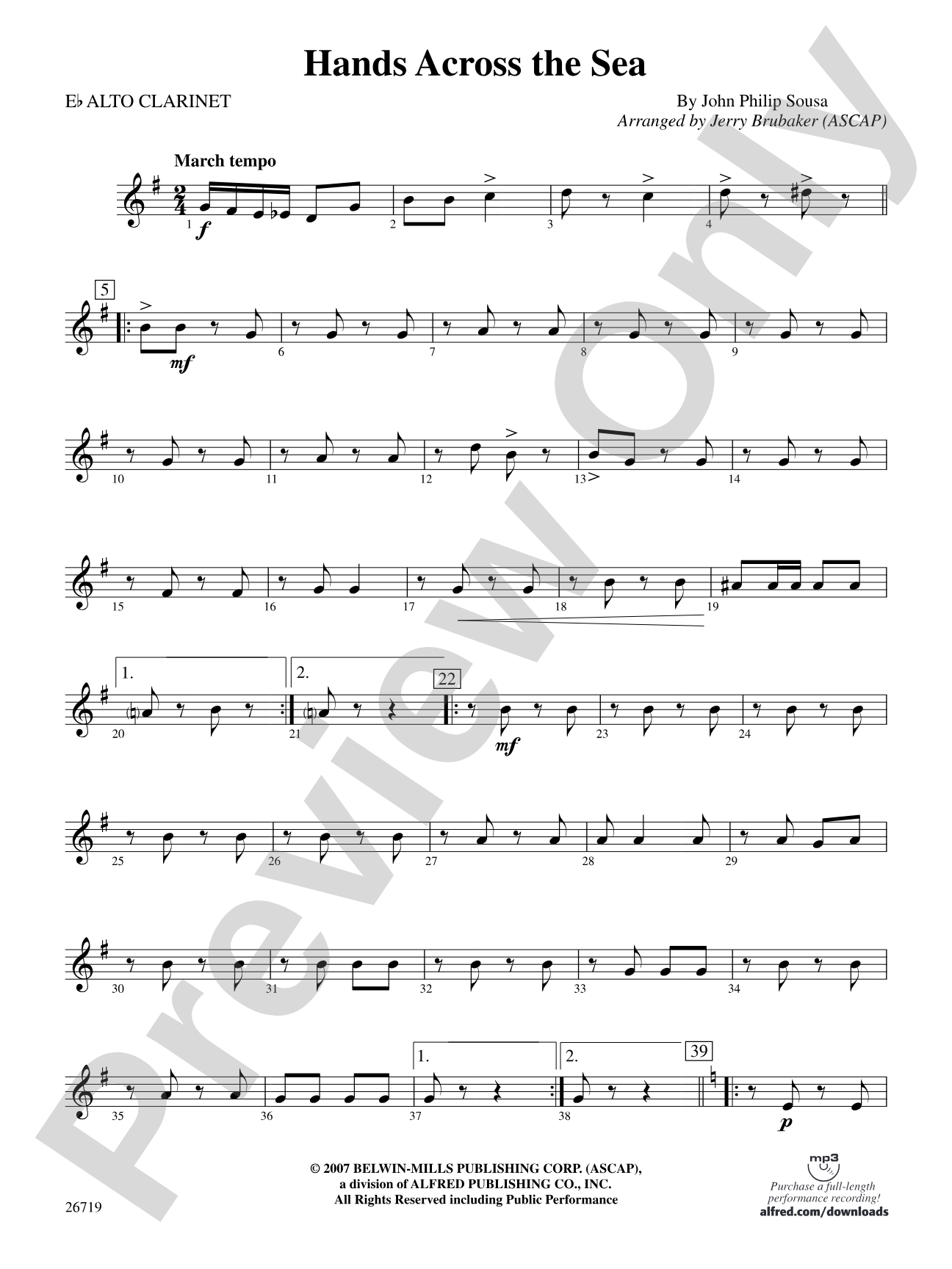 Hands Across the Sea: E-flat Alto Clarinet