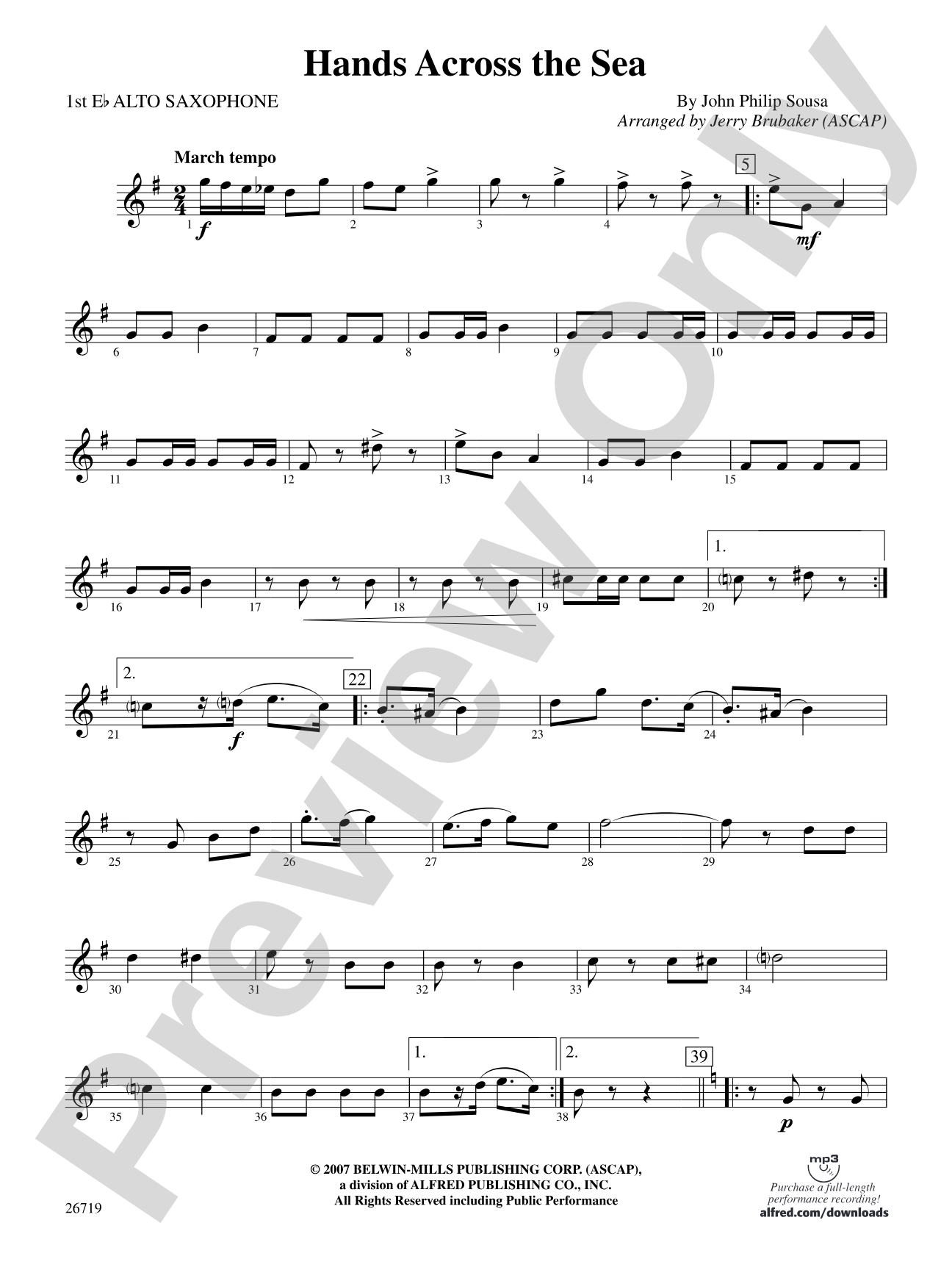 Hands Across the Sea: E-flat Alto Saxophone