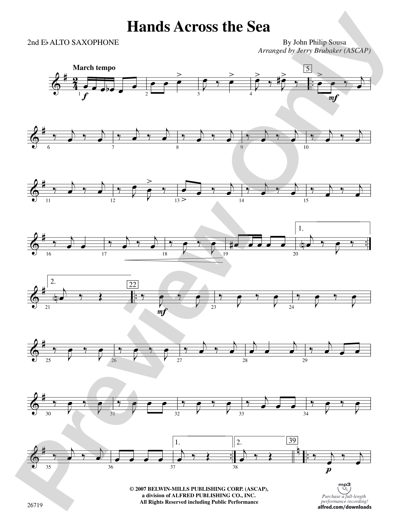 Hands Across the Sea: 2nd E-flat Alto Saxophone