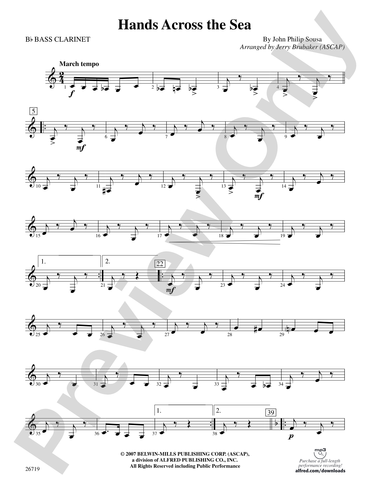 Hands Across the Sea: B-flat Bass Clarinet