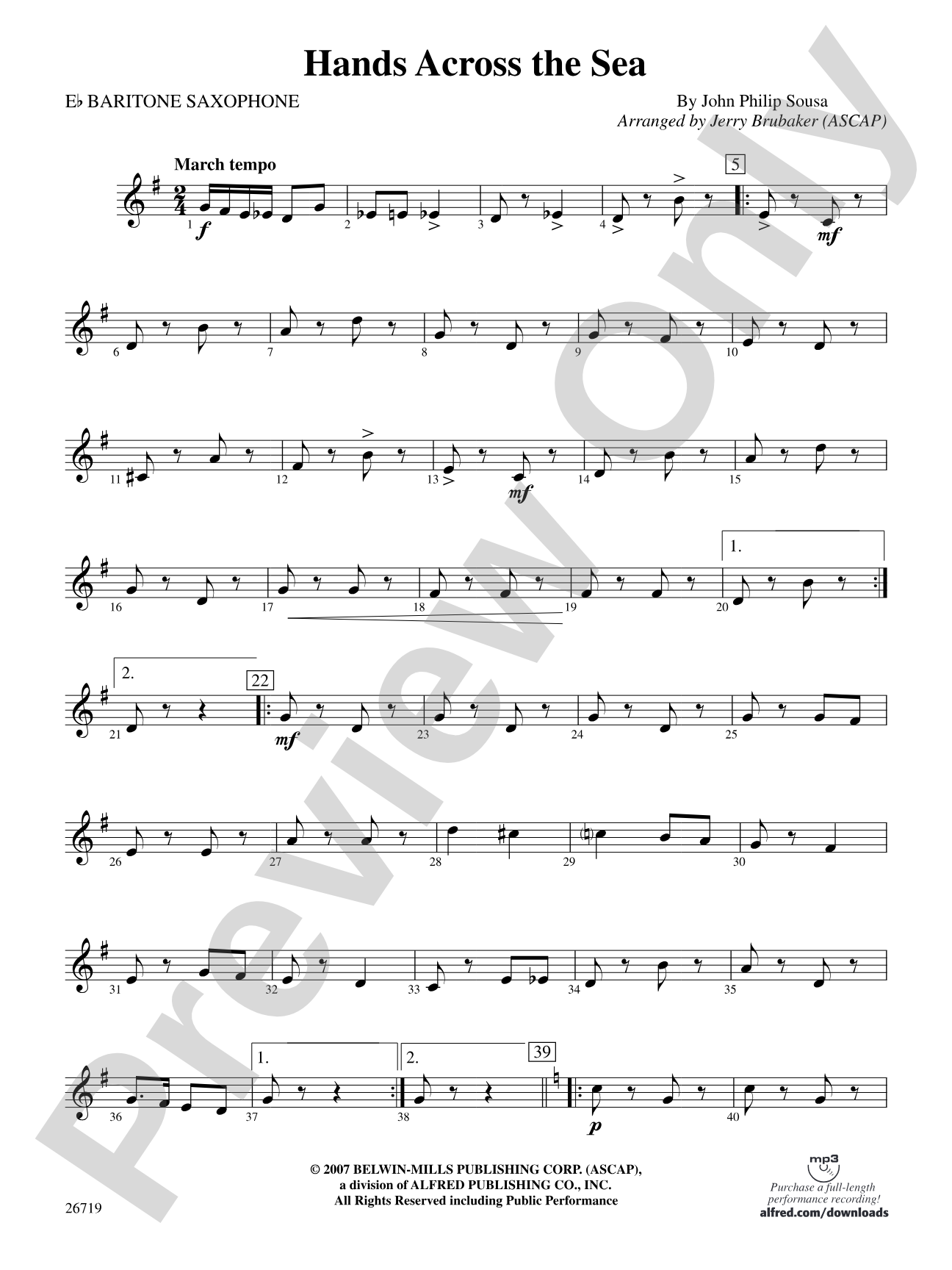 Hands Across the Sea: E-flat Baritone Saxophone
